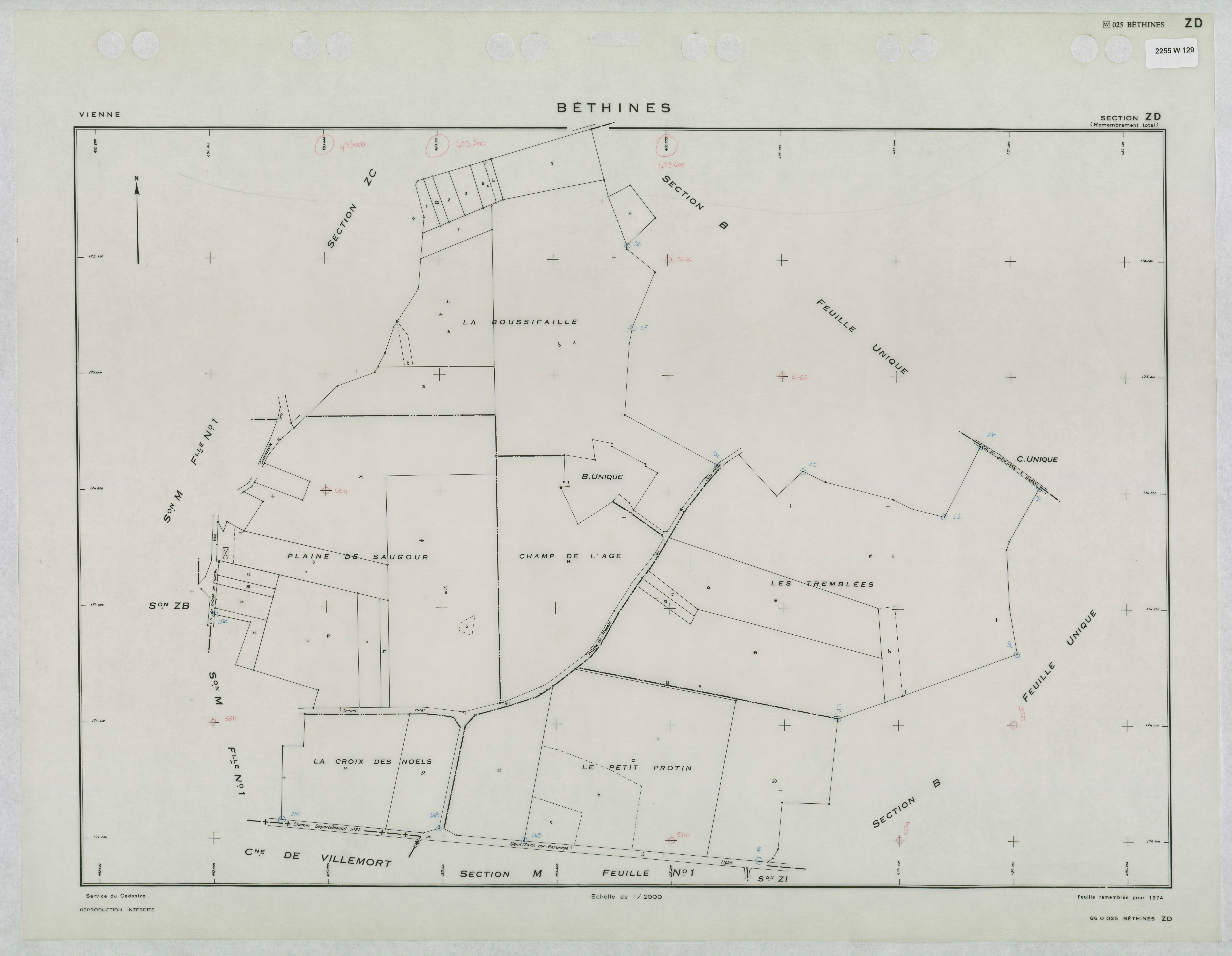 Béthines - FRAD086_cadastre Plans remembrés 
