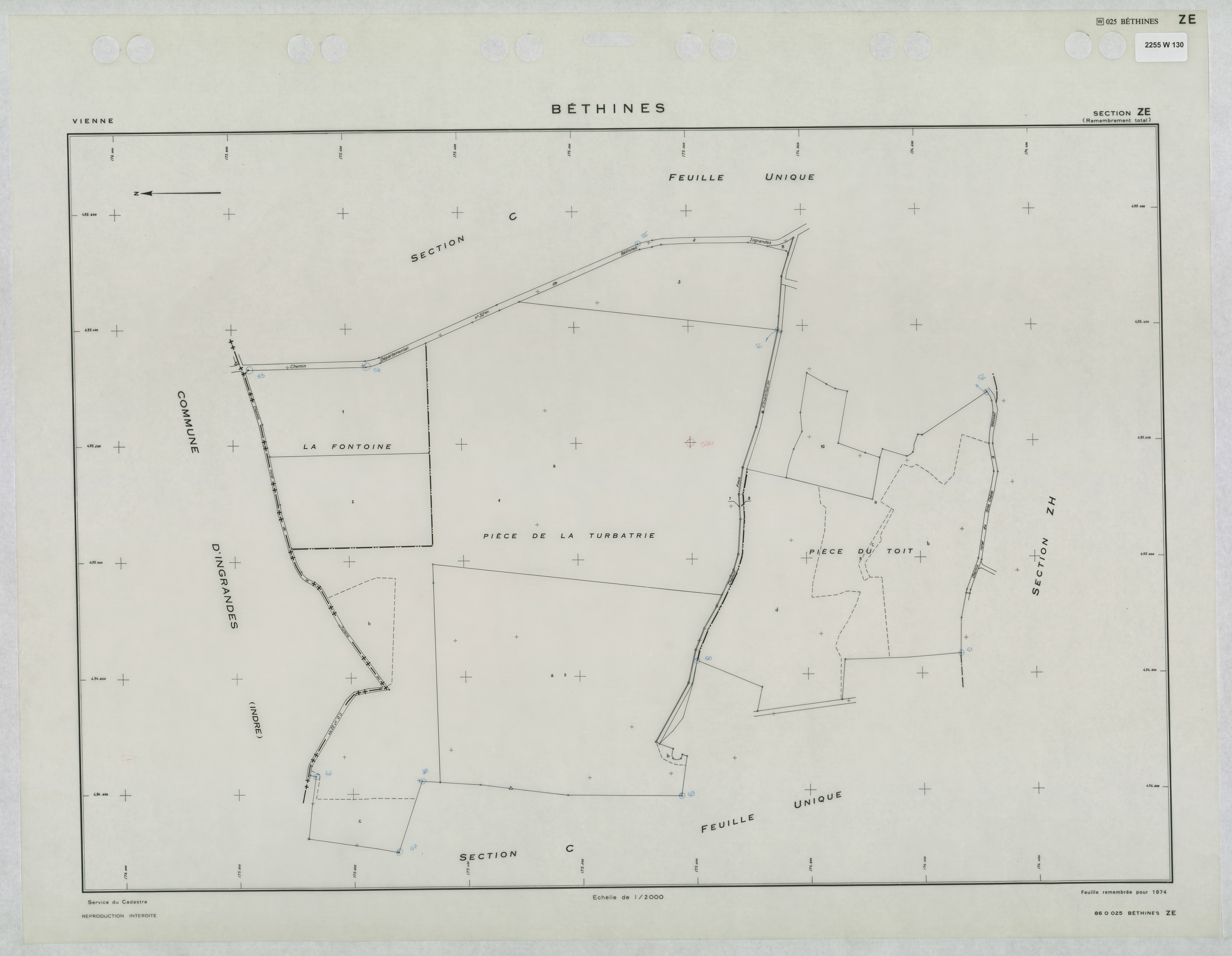 Béthines - FRAD086_cadastre Plans remembrés 