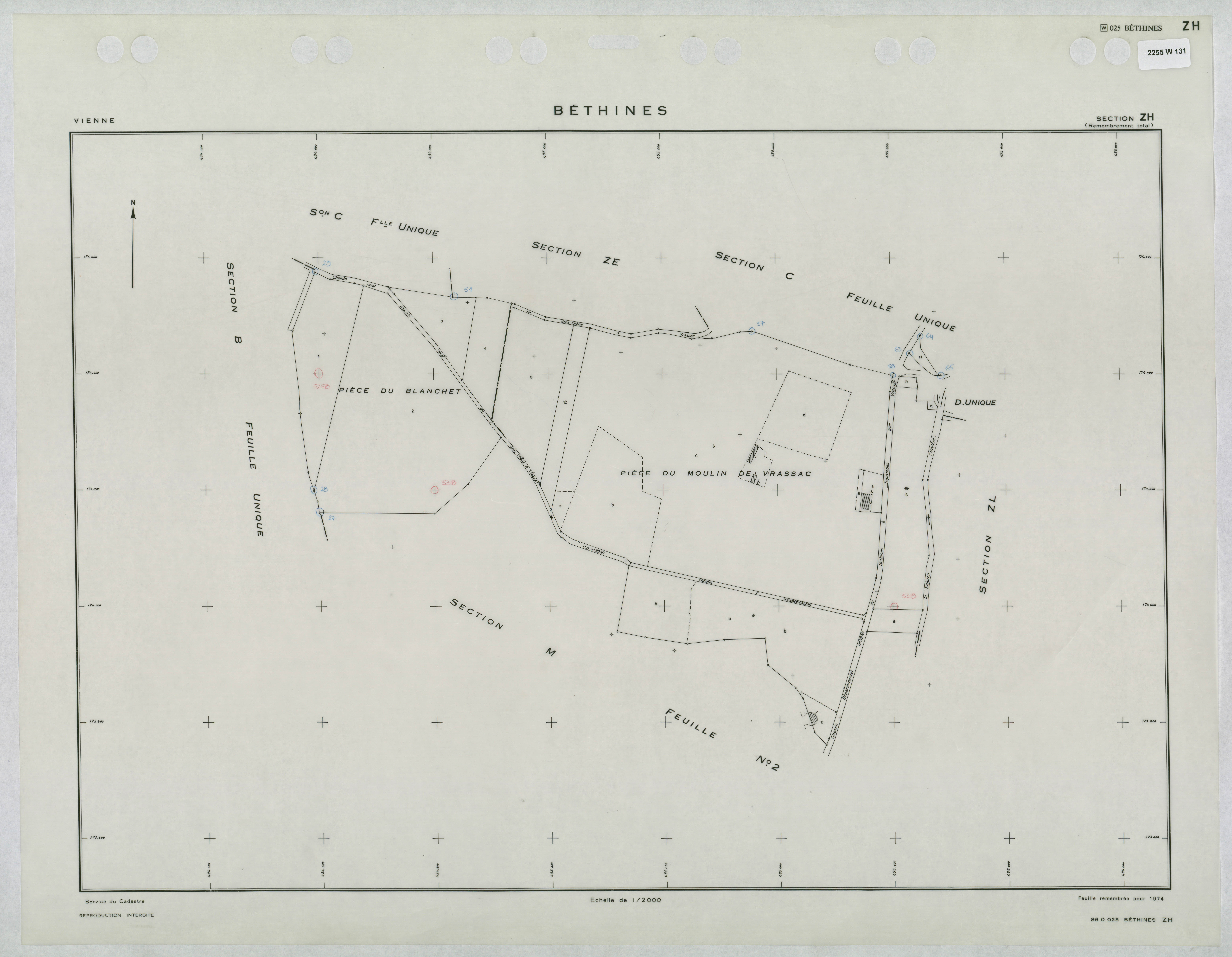 Béthines - FRAD086_cadastre Plans remembrés 
