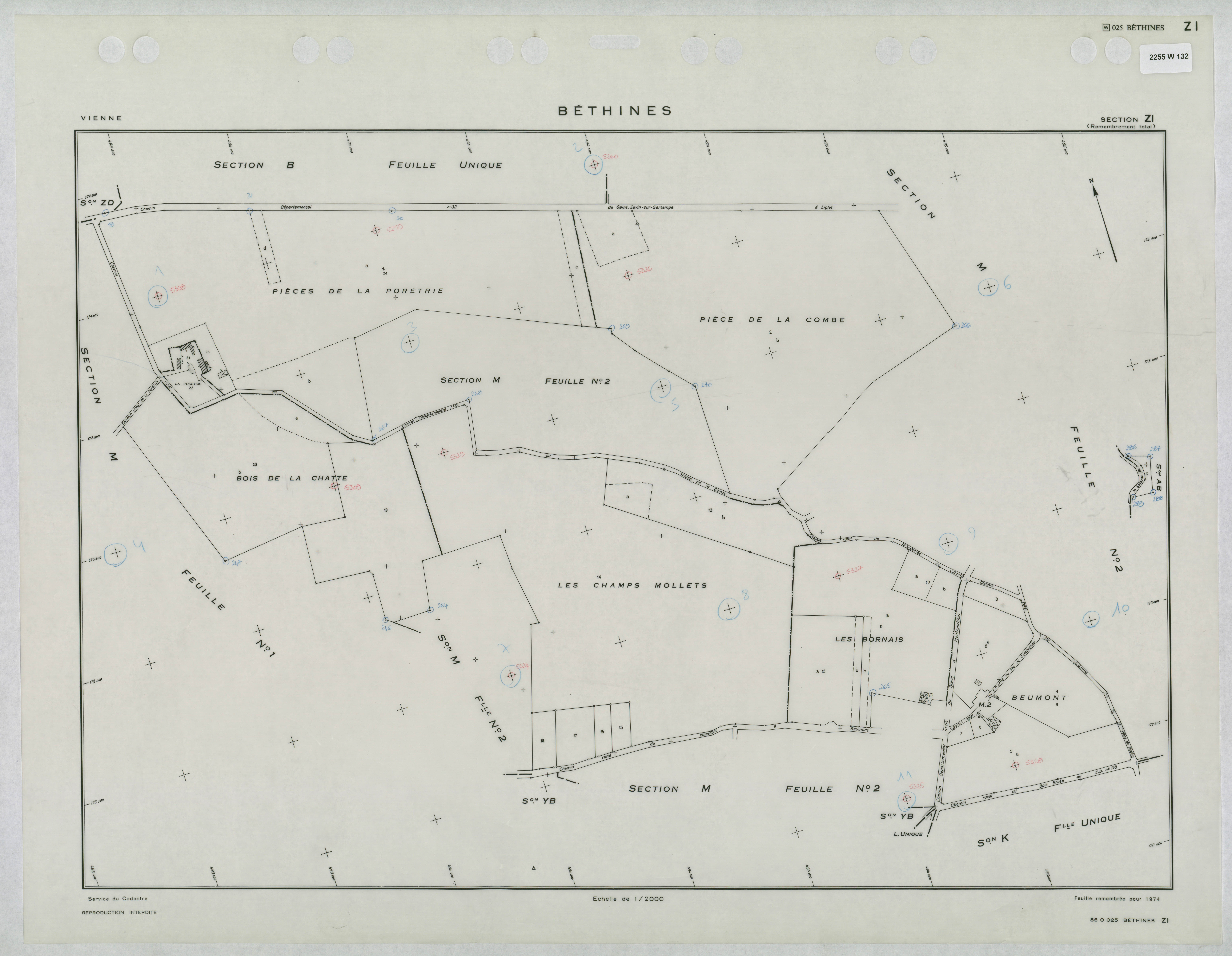 Béthines - FRAD086_cadastre Plans remembrés 