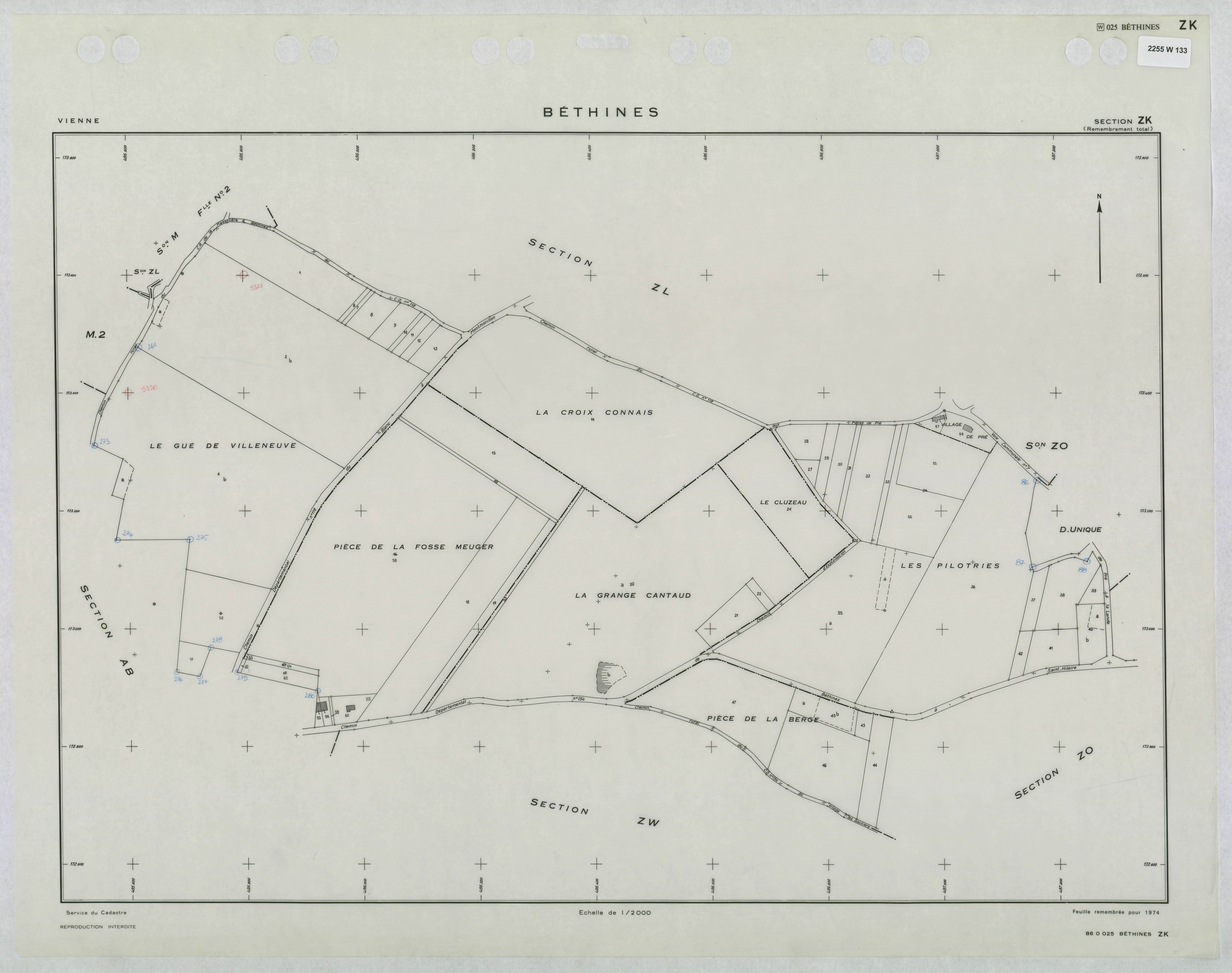 Béthines - FRAD086_cadastre Plans remembrés 