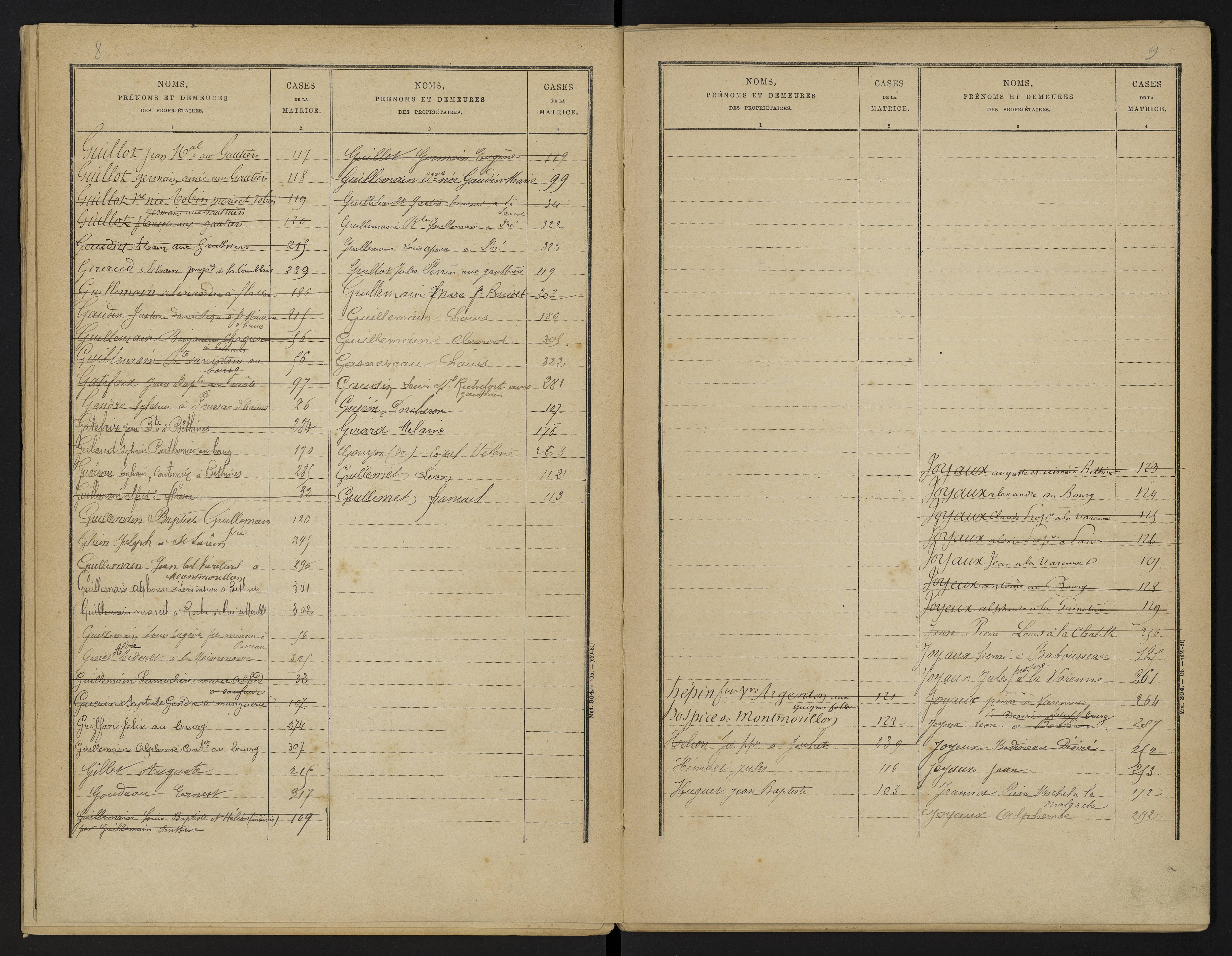 Béthines - FRAD086_cadastre Cases 1-328 