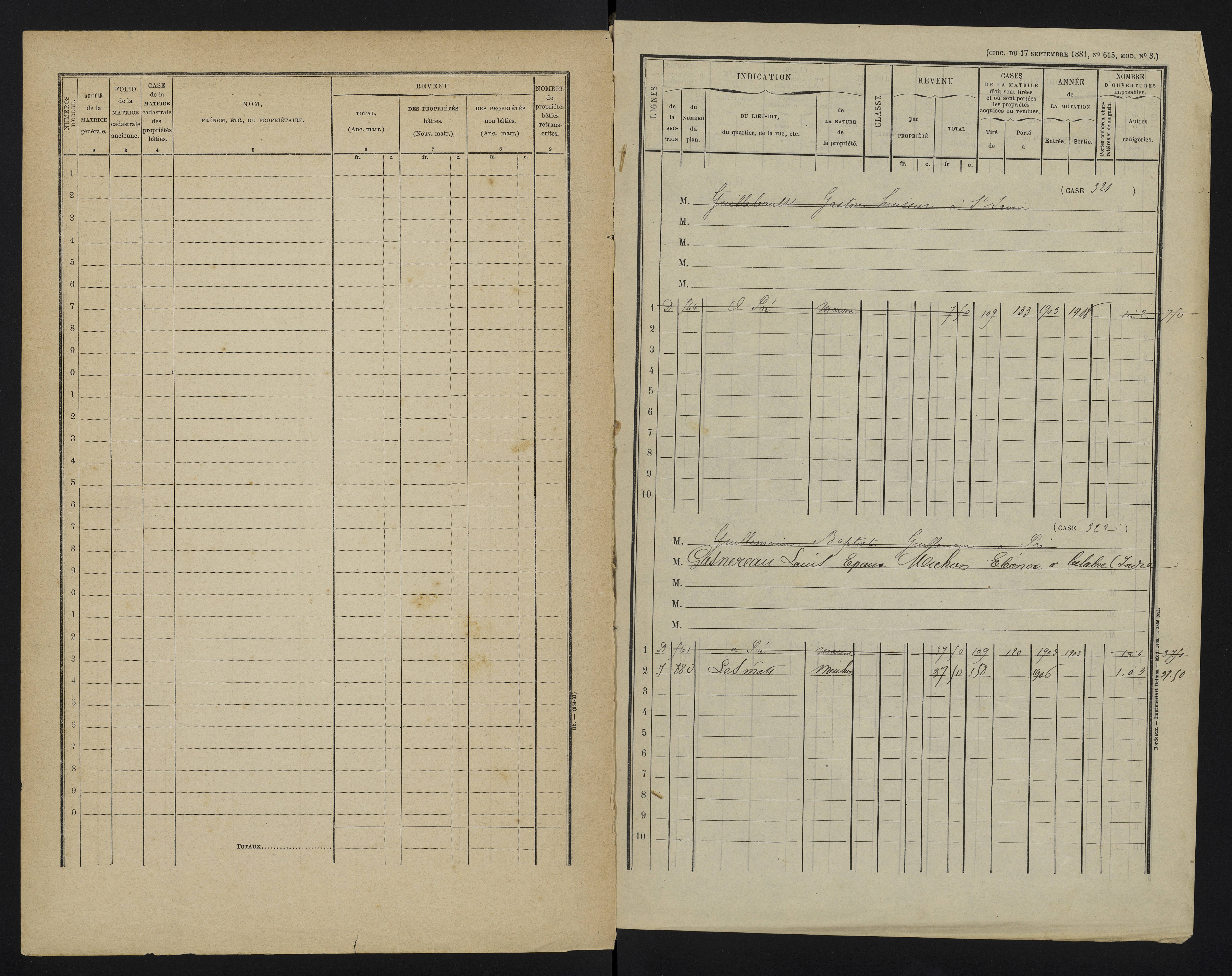 Béthines - FRAD086_cadastre Cases 1-328 