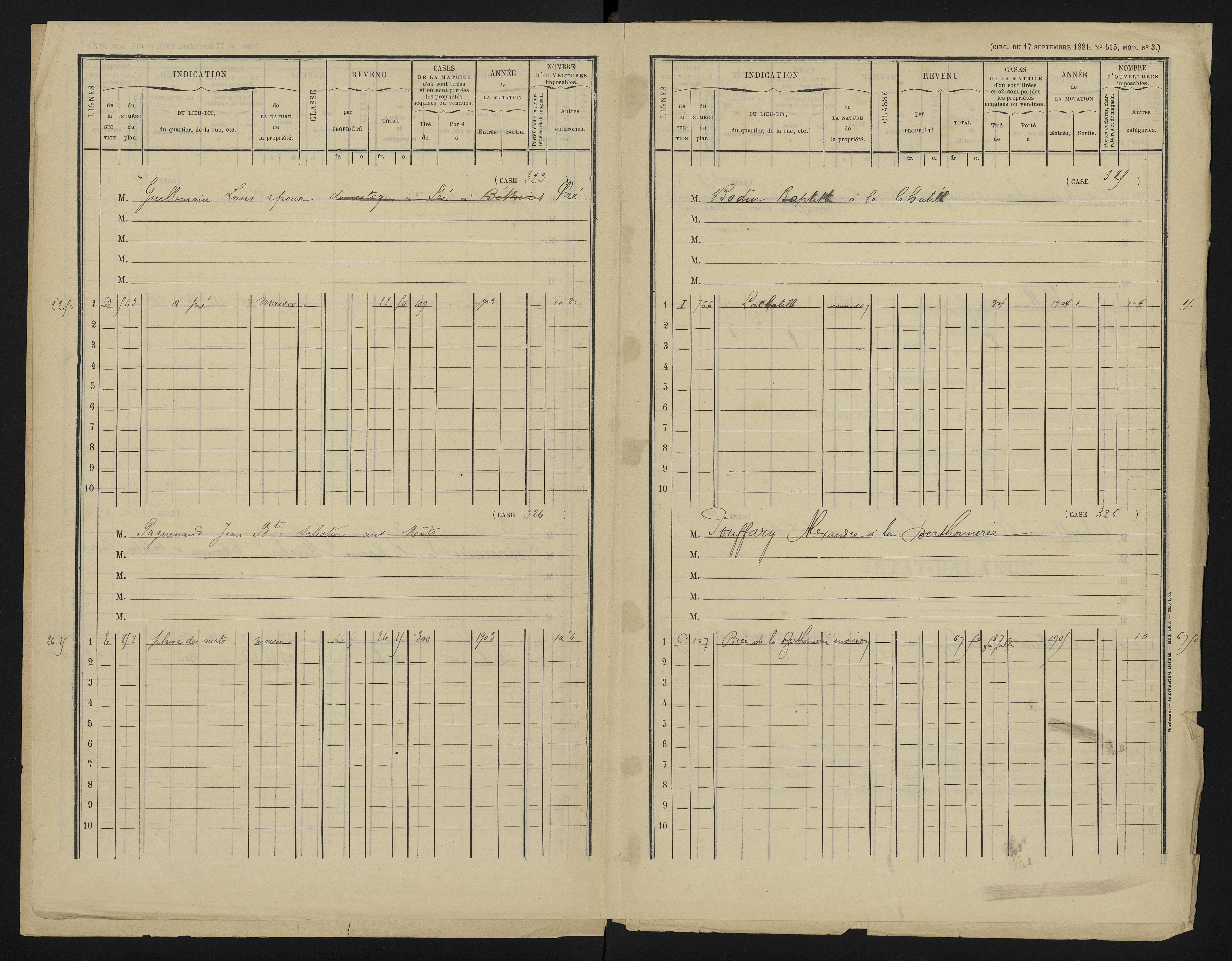 Béthines - FRAD086_cadastre Cases 1-328 