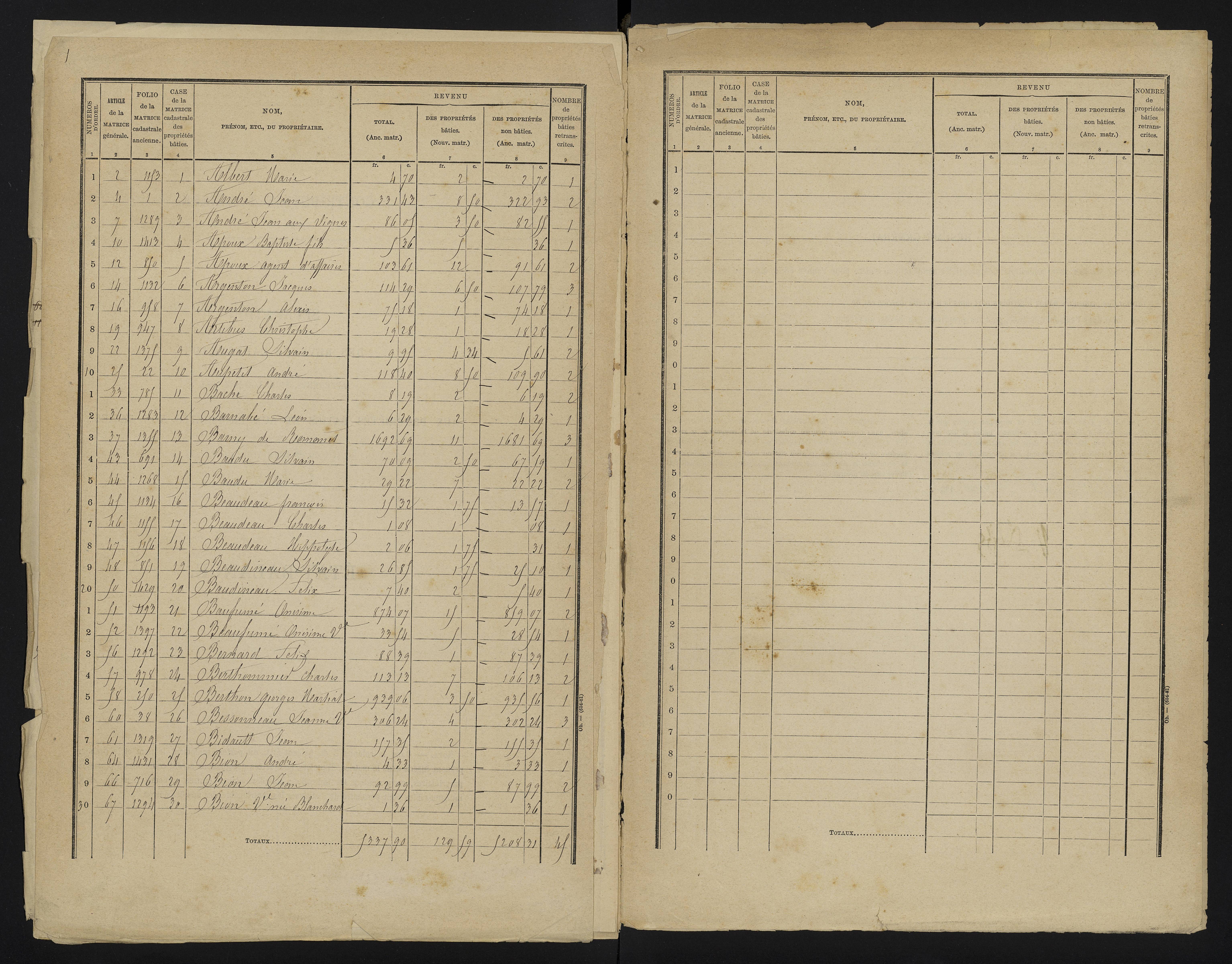 Béthines - FRAD086_cadastre Cases 1-328 