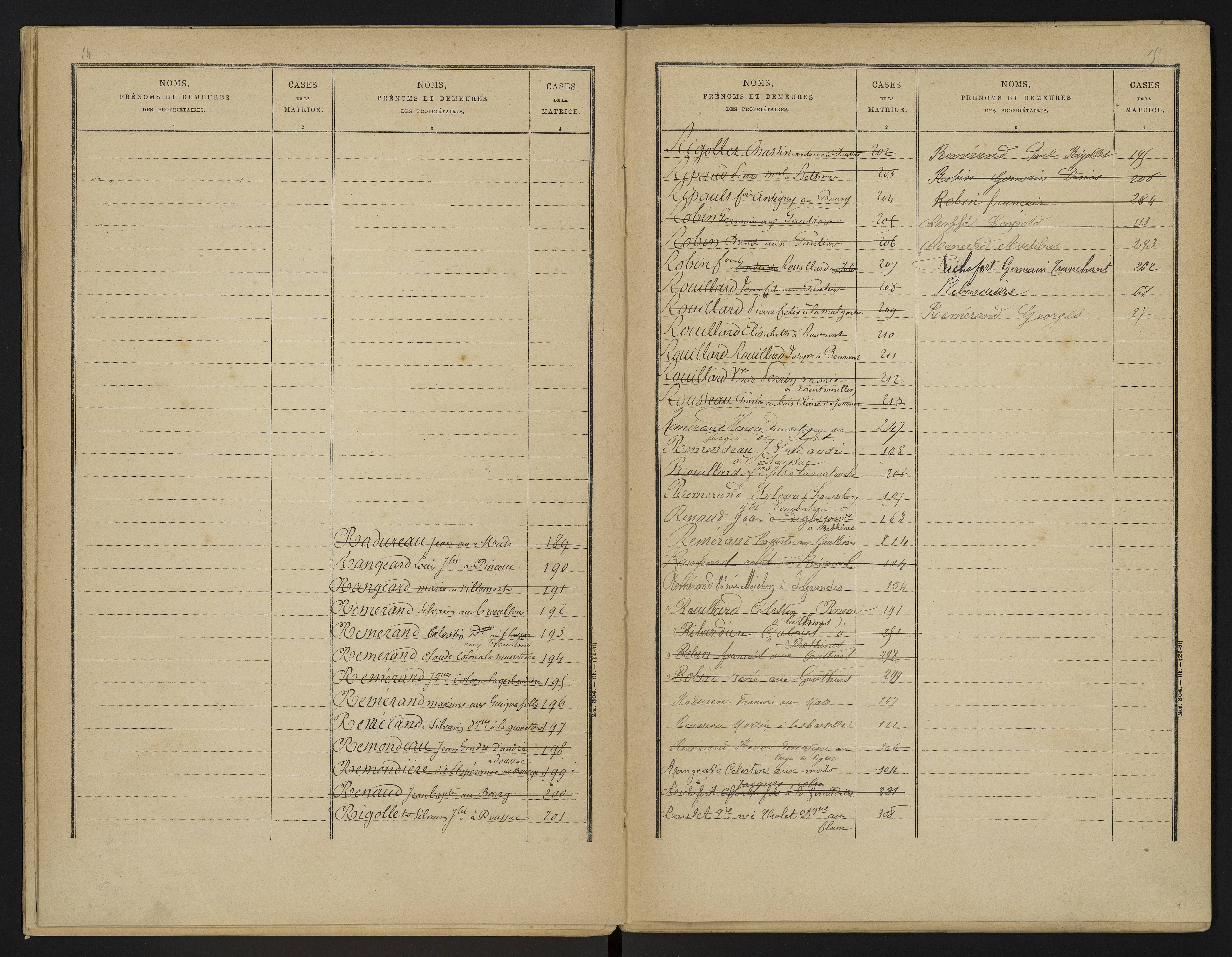 Béthines - FRAD086_cadastre Cases 1-328 