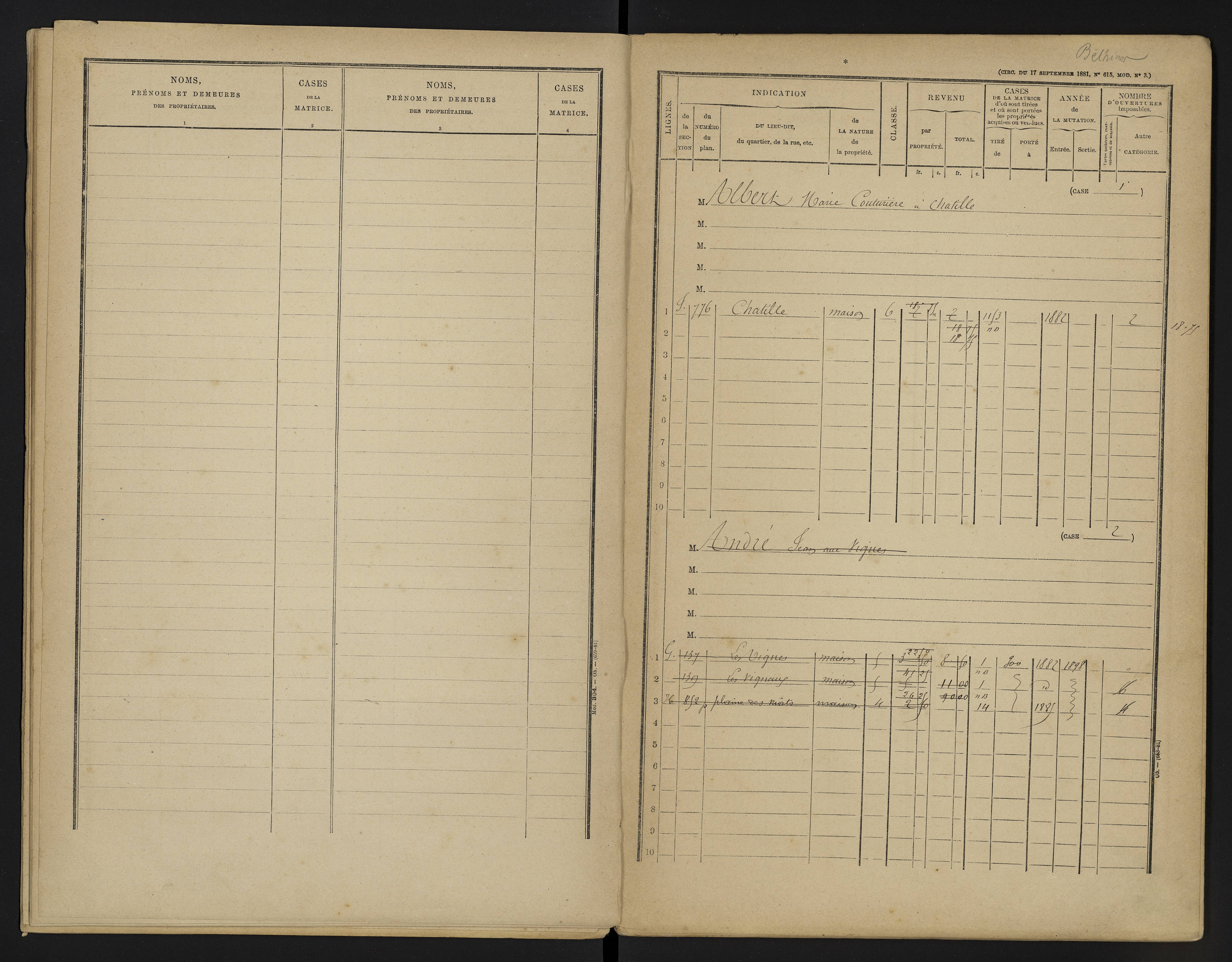 Béthines - FRAD086_cadastre Cases 1-328 