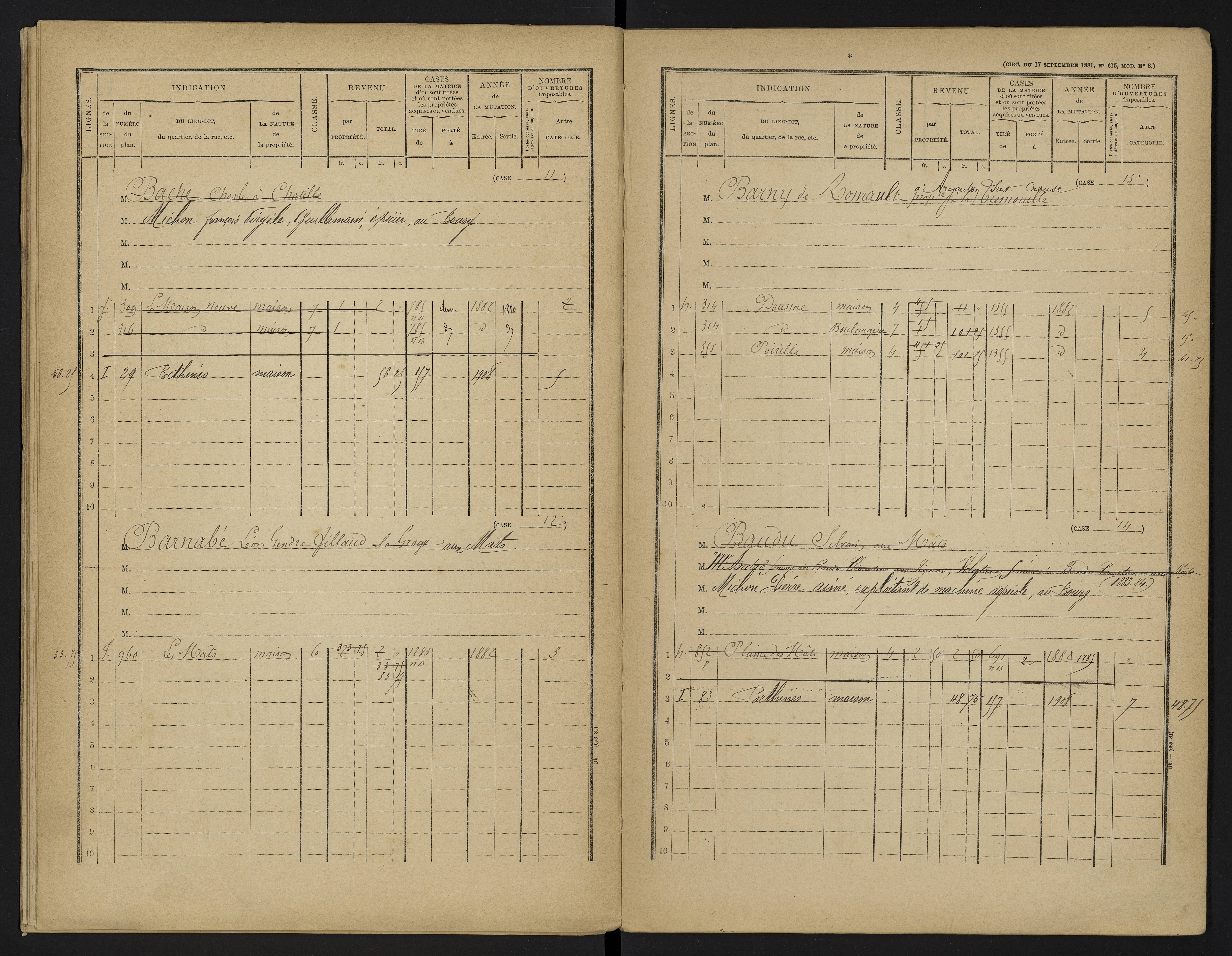 Béthines - FRAD086_cadastre Cases 1-328 