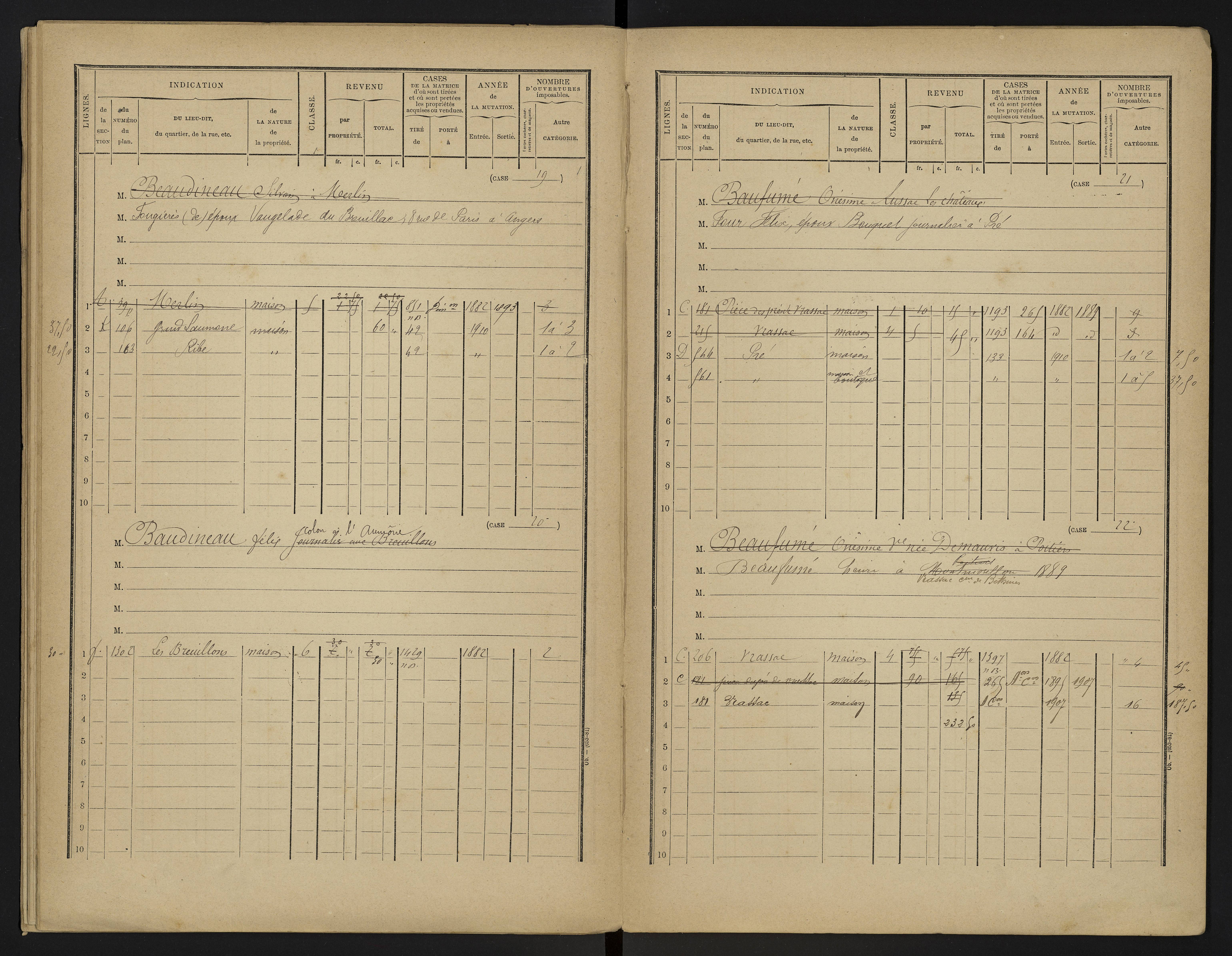 Béthines - FRAD086_cadastre Cases 1-328 