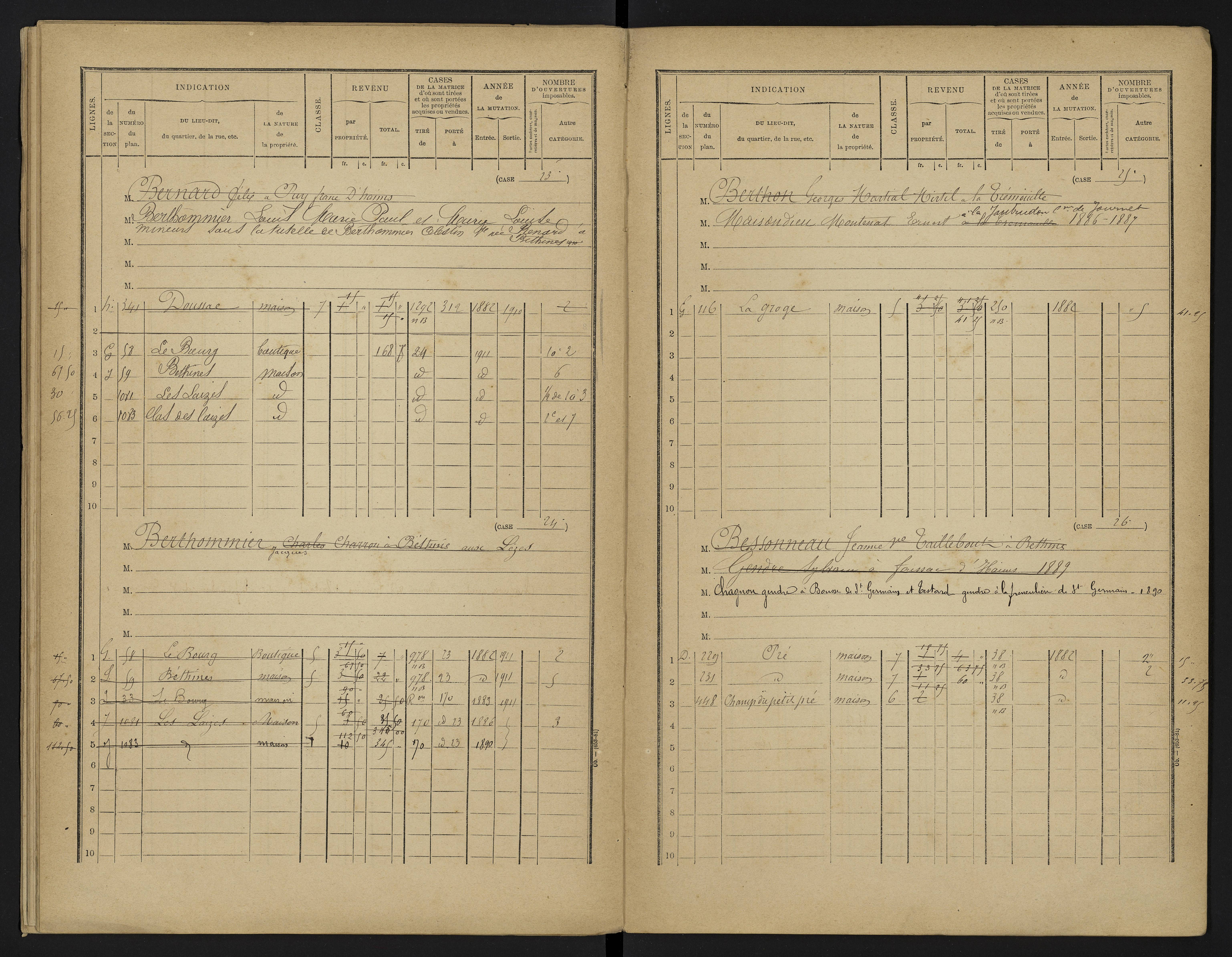 Béthines - FRAD086_cadastre Cases 1-328 