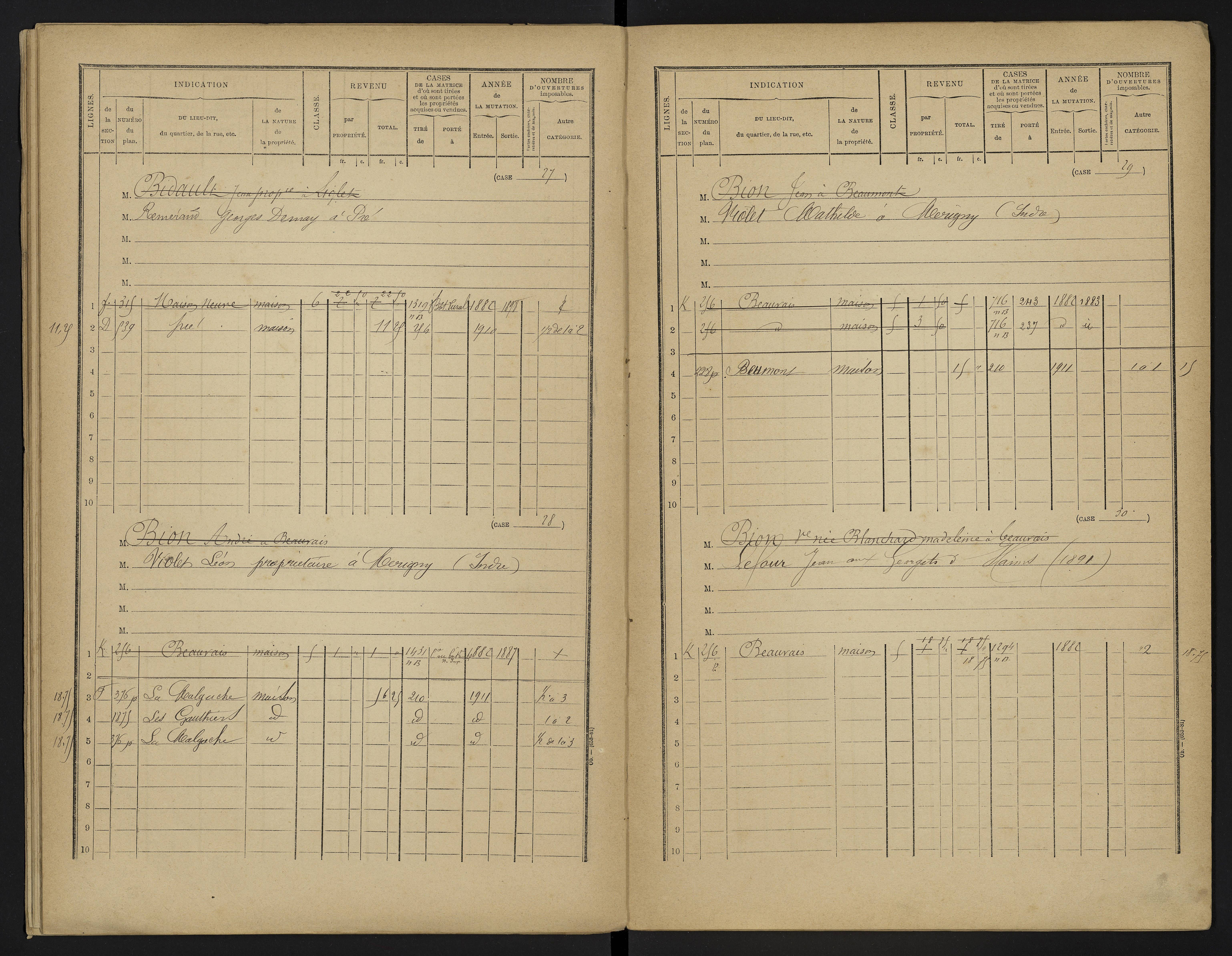 Béthines - FRAD086_cadastre Cases 1-328 