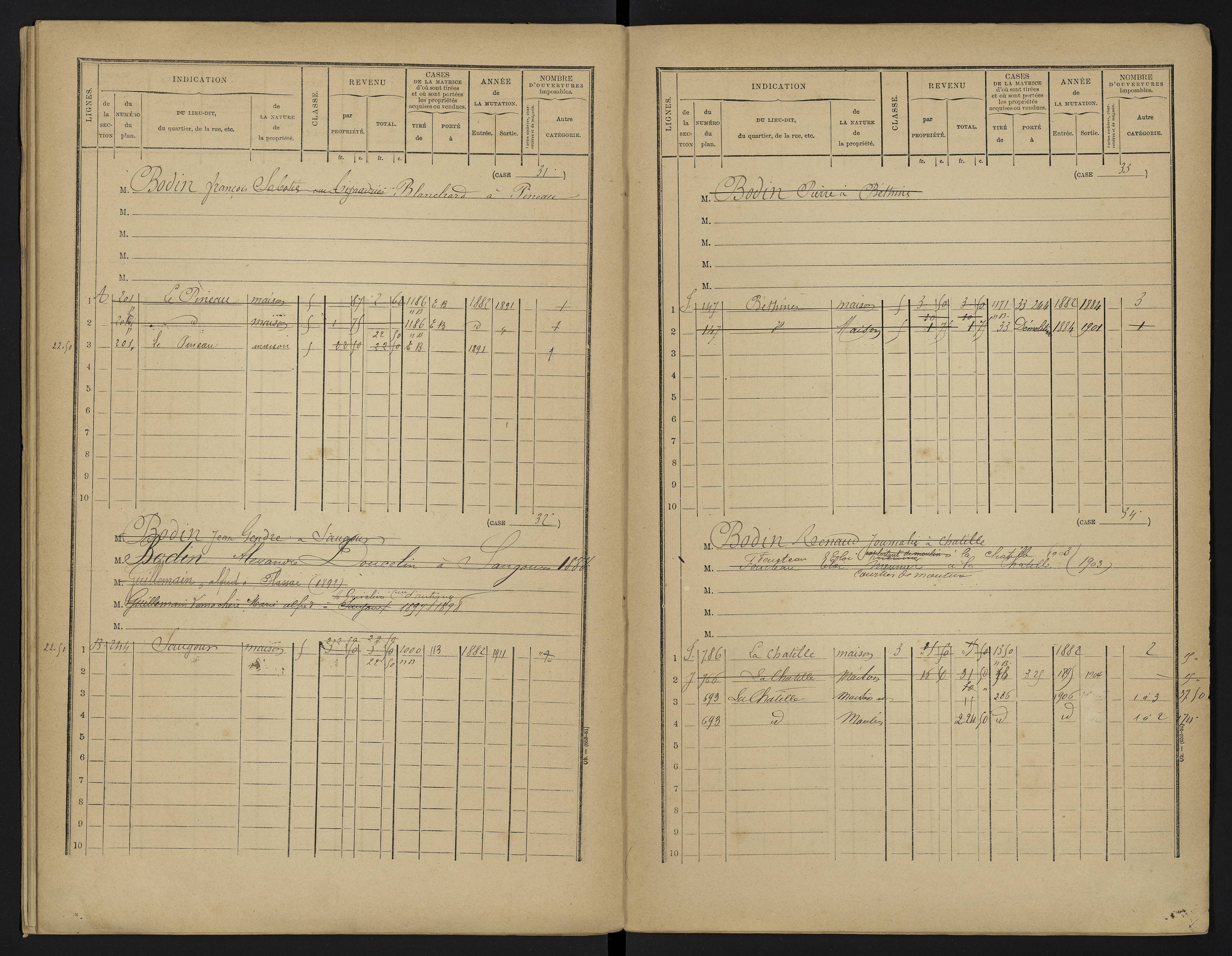 Béthines - FRAD086_cadastre Cases 1-328 