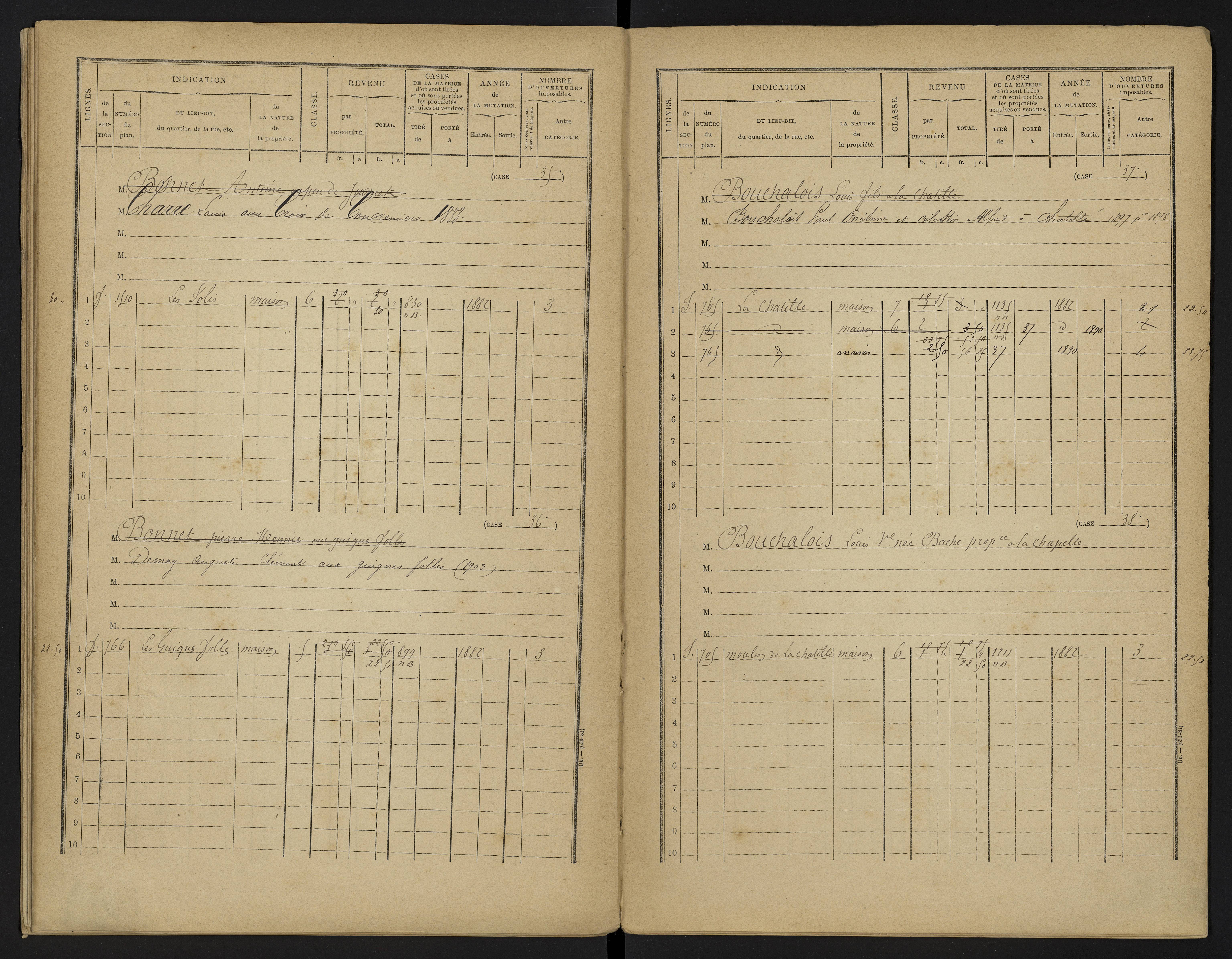 Béthines - FRAD086_cadastre Cases 1-328 