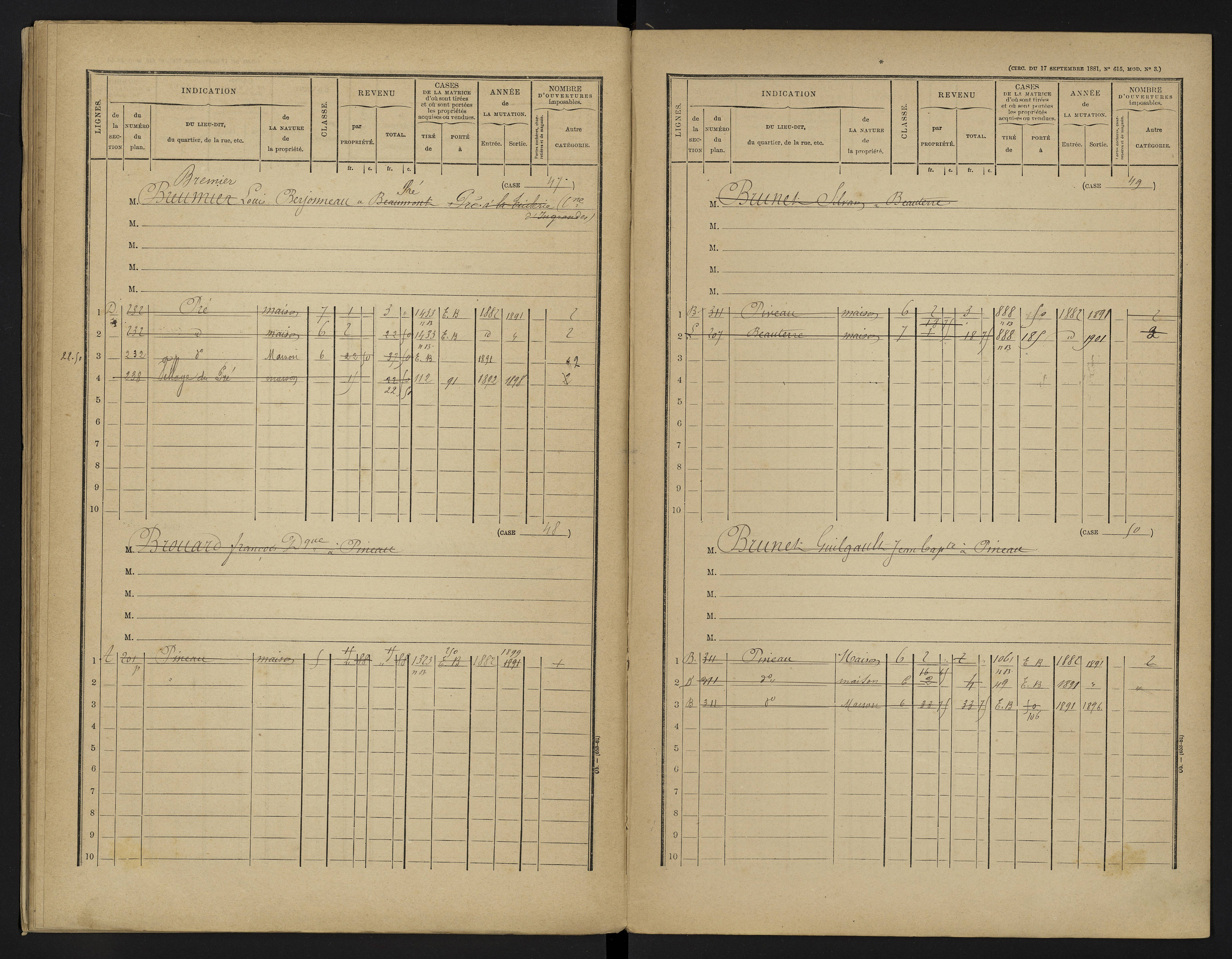 Béthines - FRAD086_cadastre Cases 1-328 