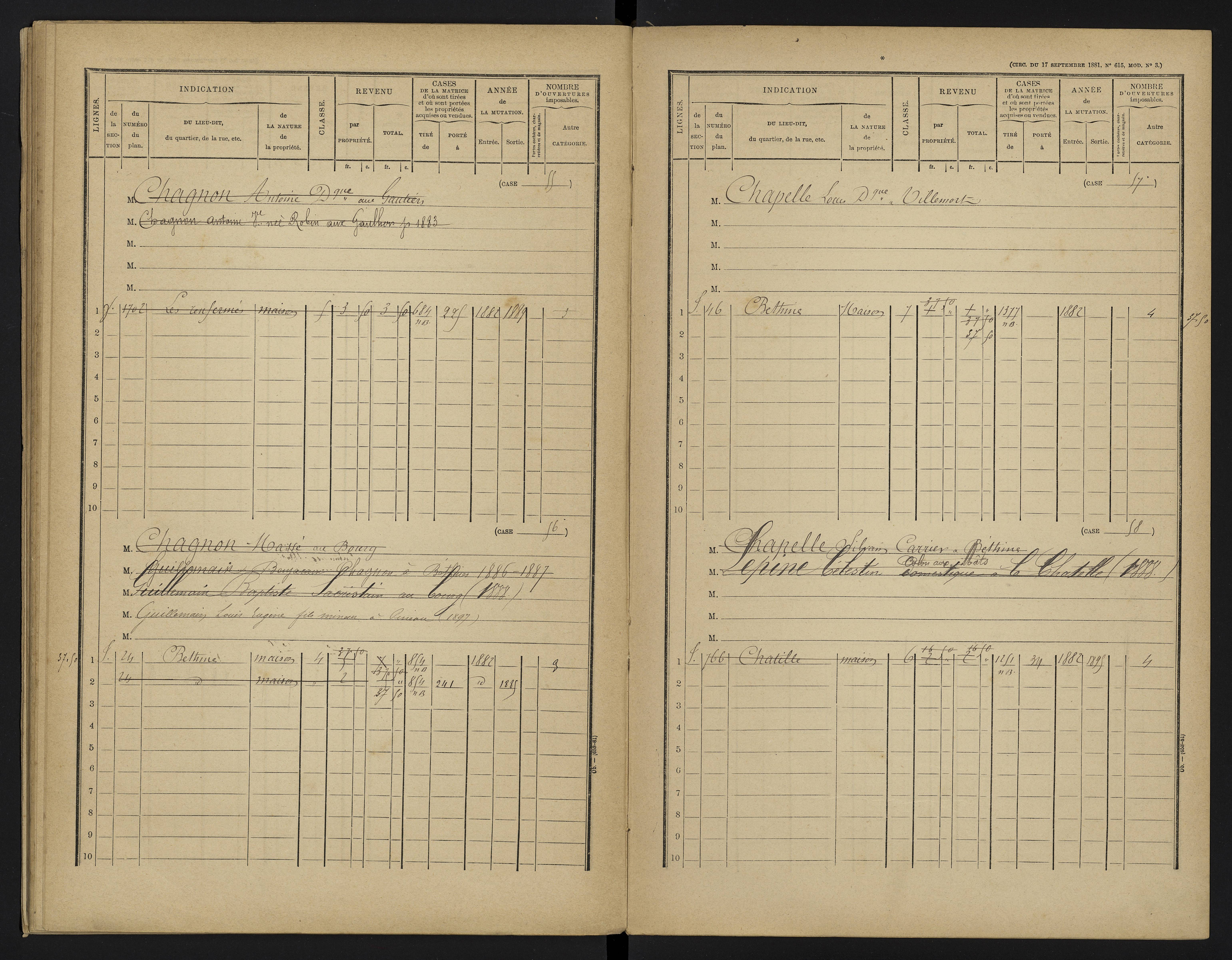 Béthines - FRAD086_cadastre Cases 1-328 