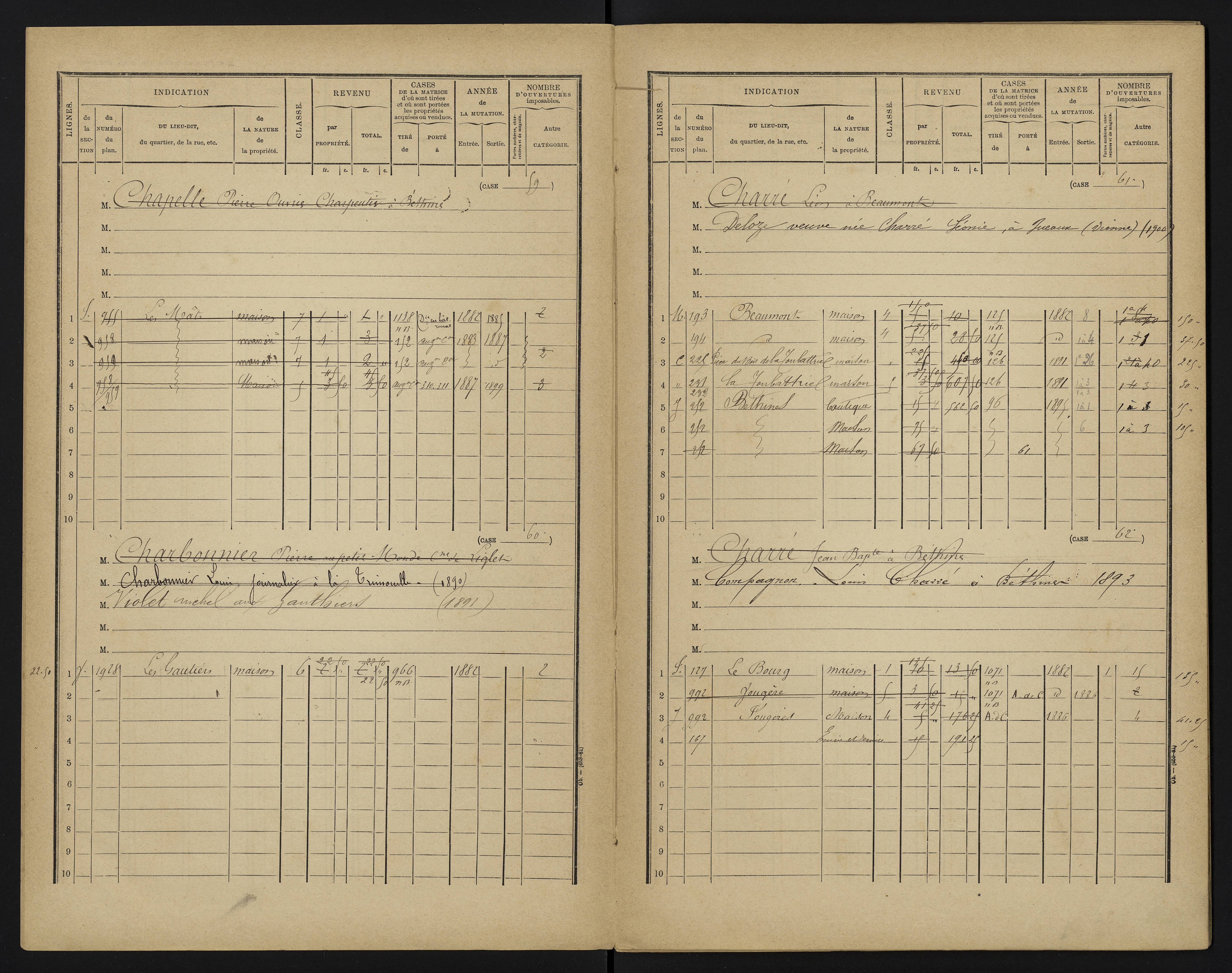 Béthines - FRAD086_cadastre Cases 1-328 