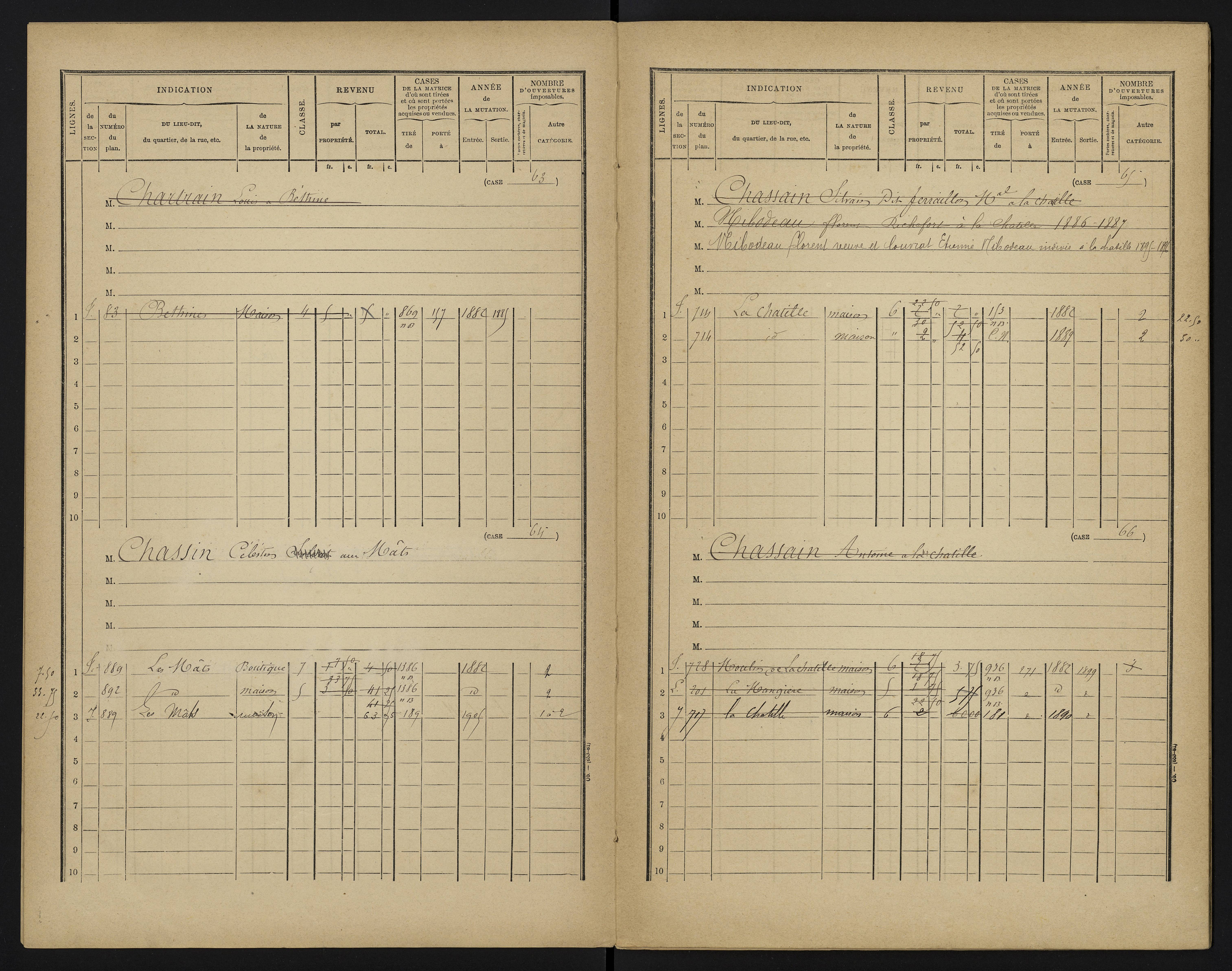 Béthines - FRAD086_cadastre Cases 1-328 