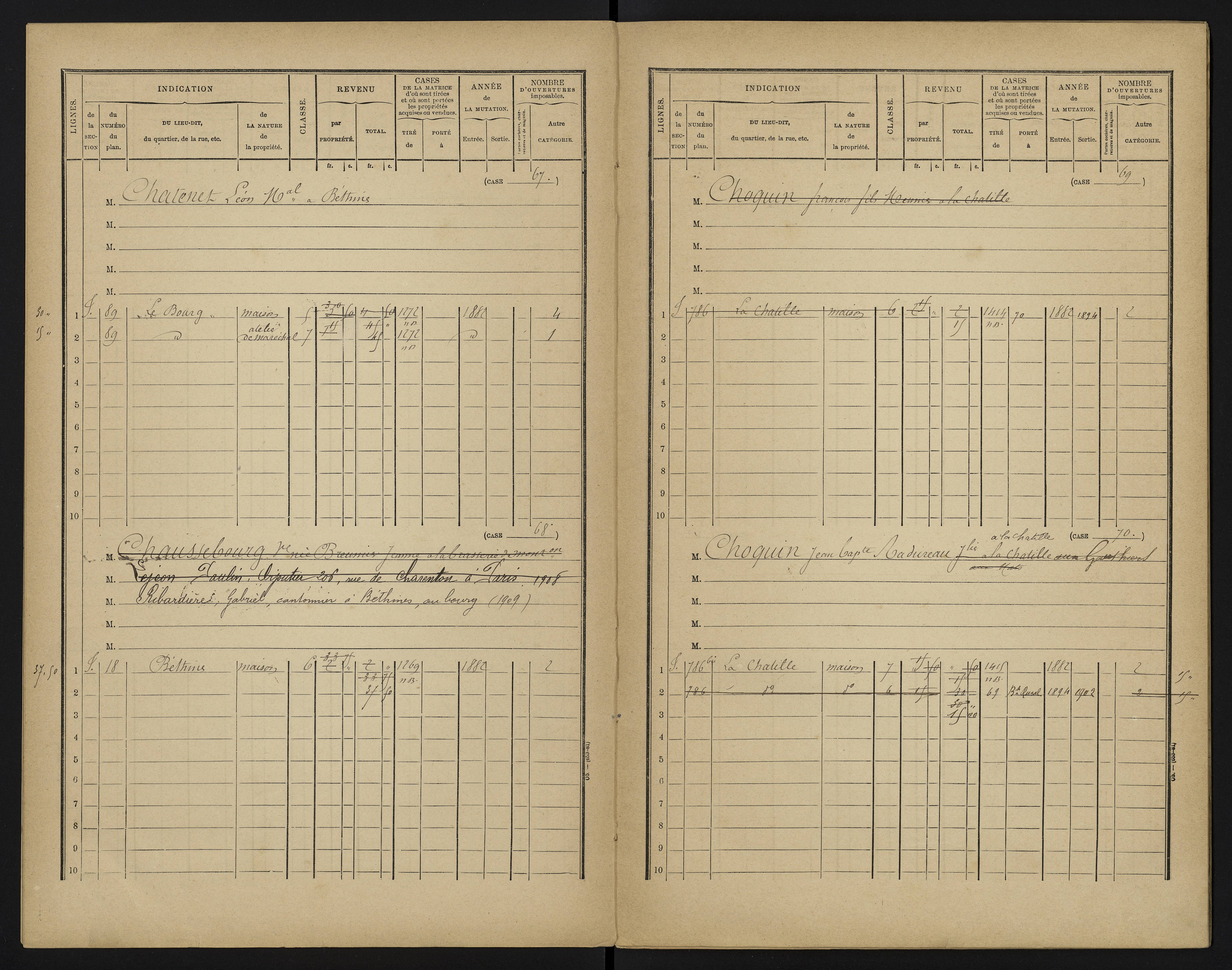 Béthines - FRAD086_cadastre Cases 1-328 