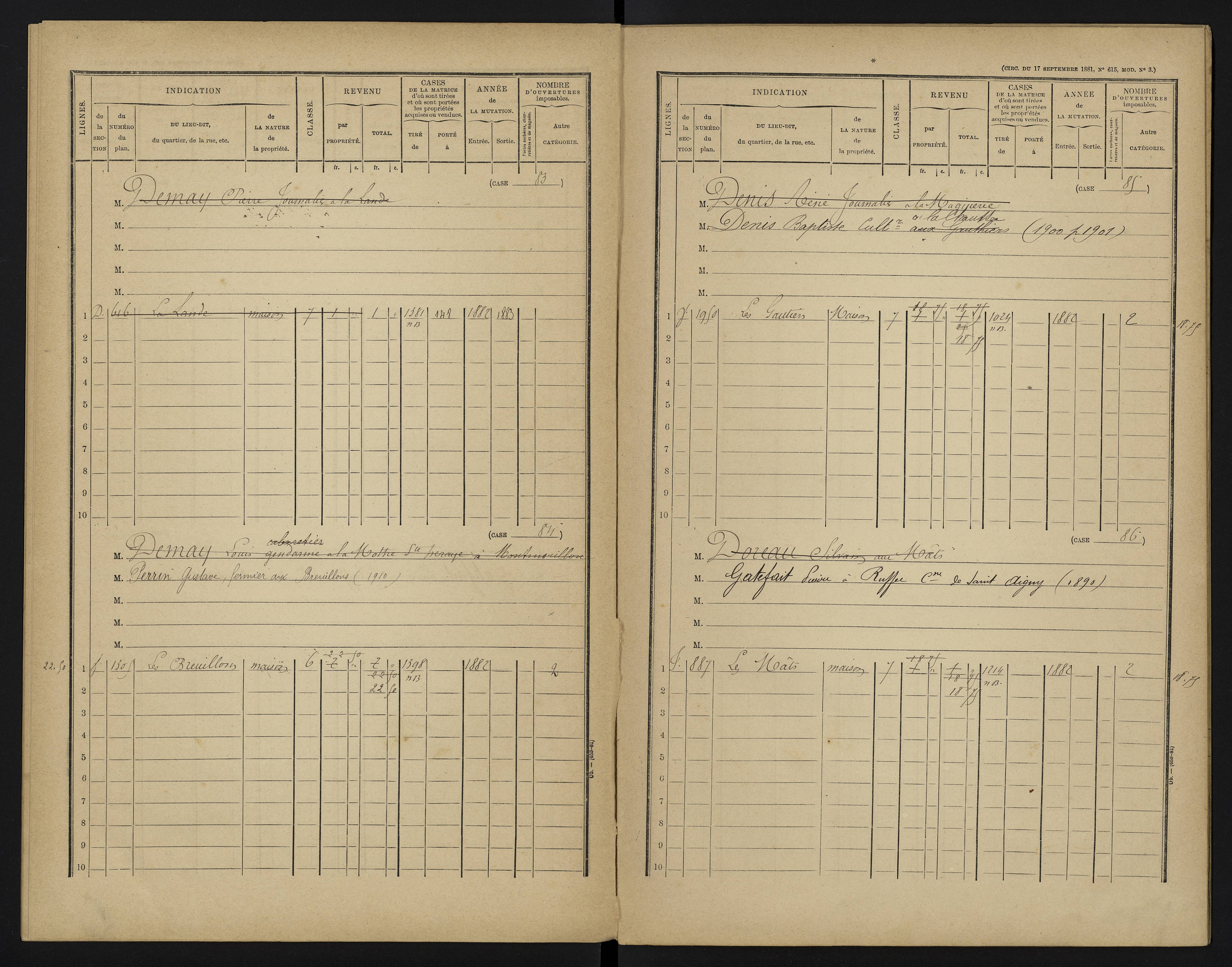 Béthines - FRAD086_cadastre Cases 1-328 