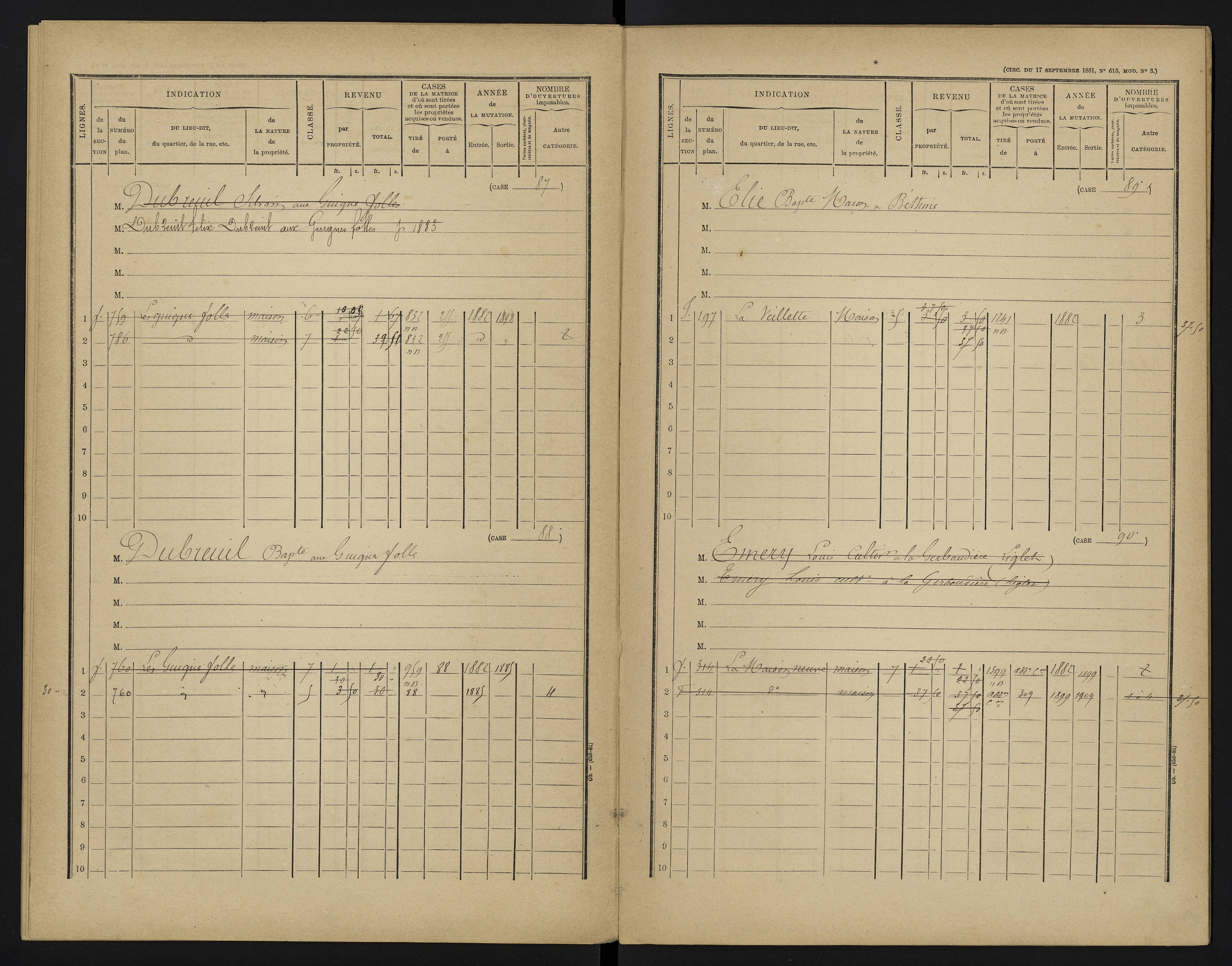 Béthines - FRAD086_cadastre Cases 1-328 