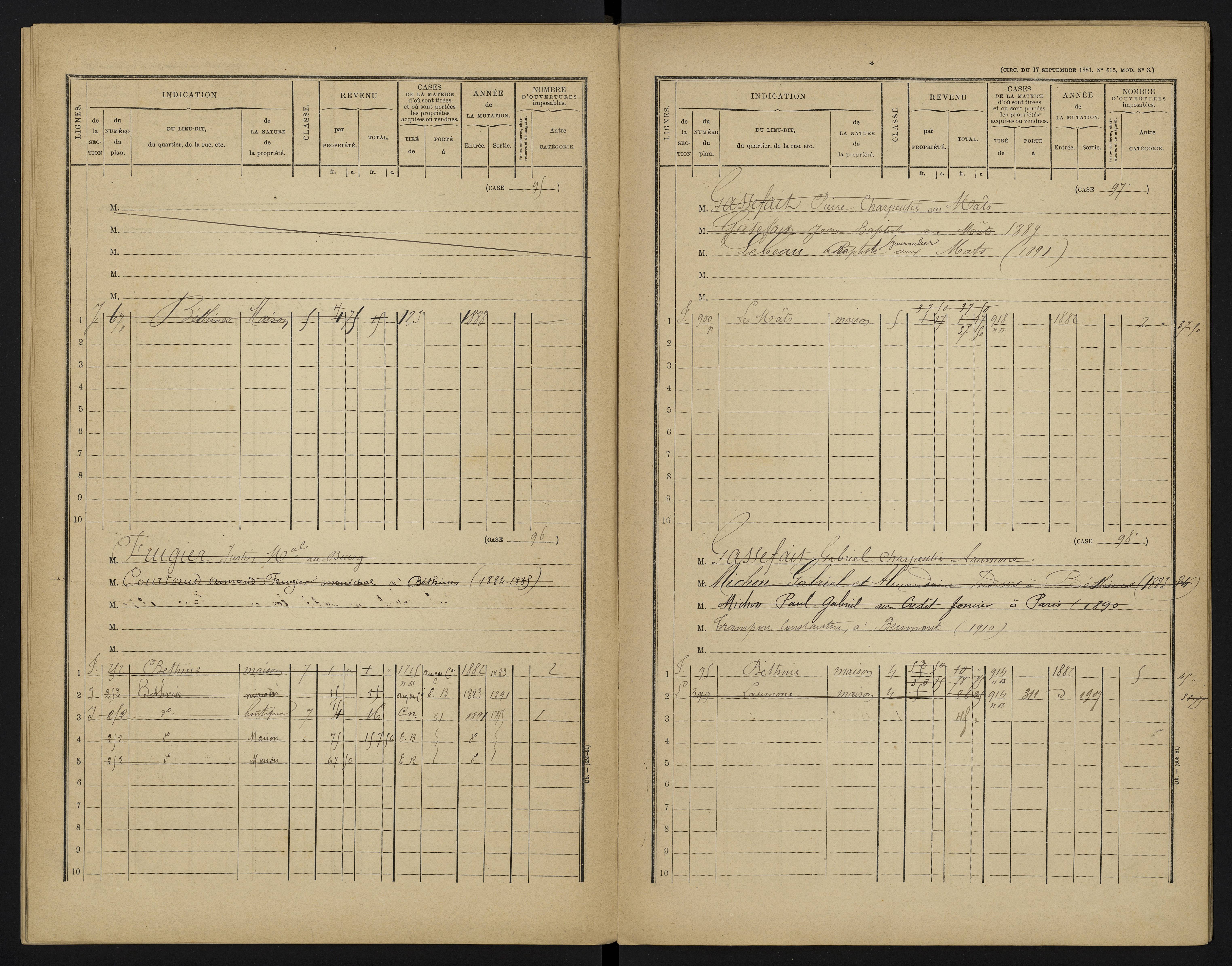 Béthines - FRAD086_cadastre Cases 1-328 