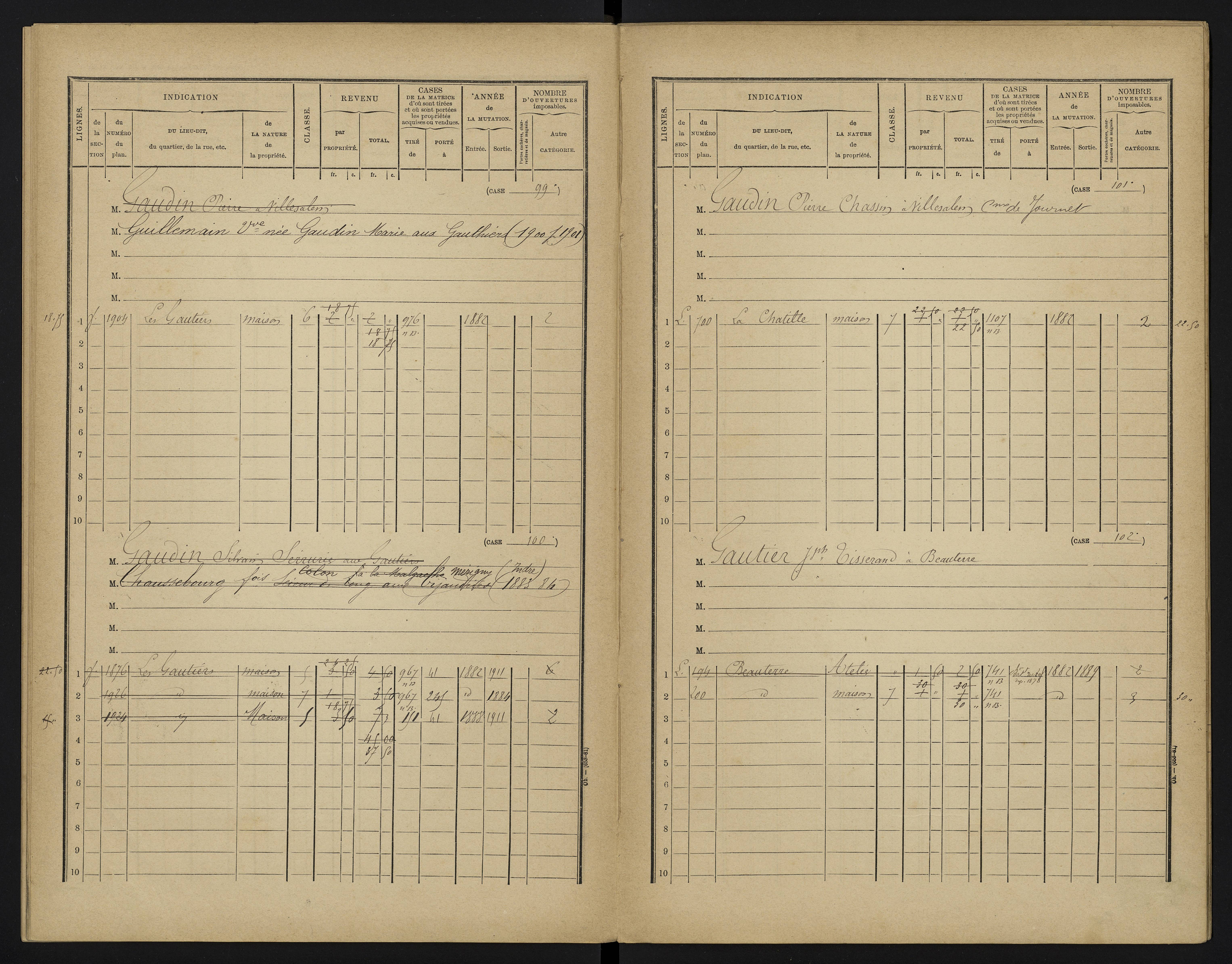 Béthines - FRAD086_cadastre Cases 1-328 
