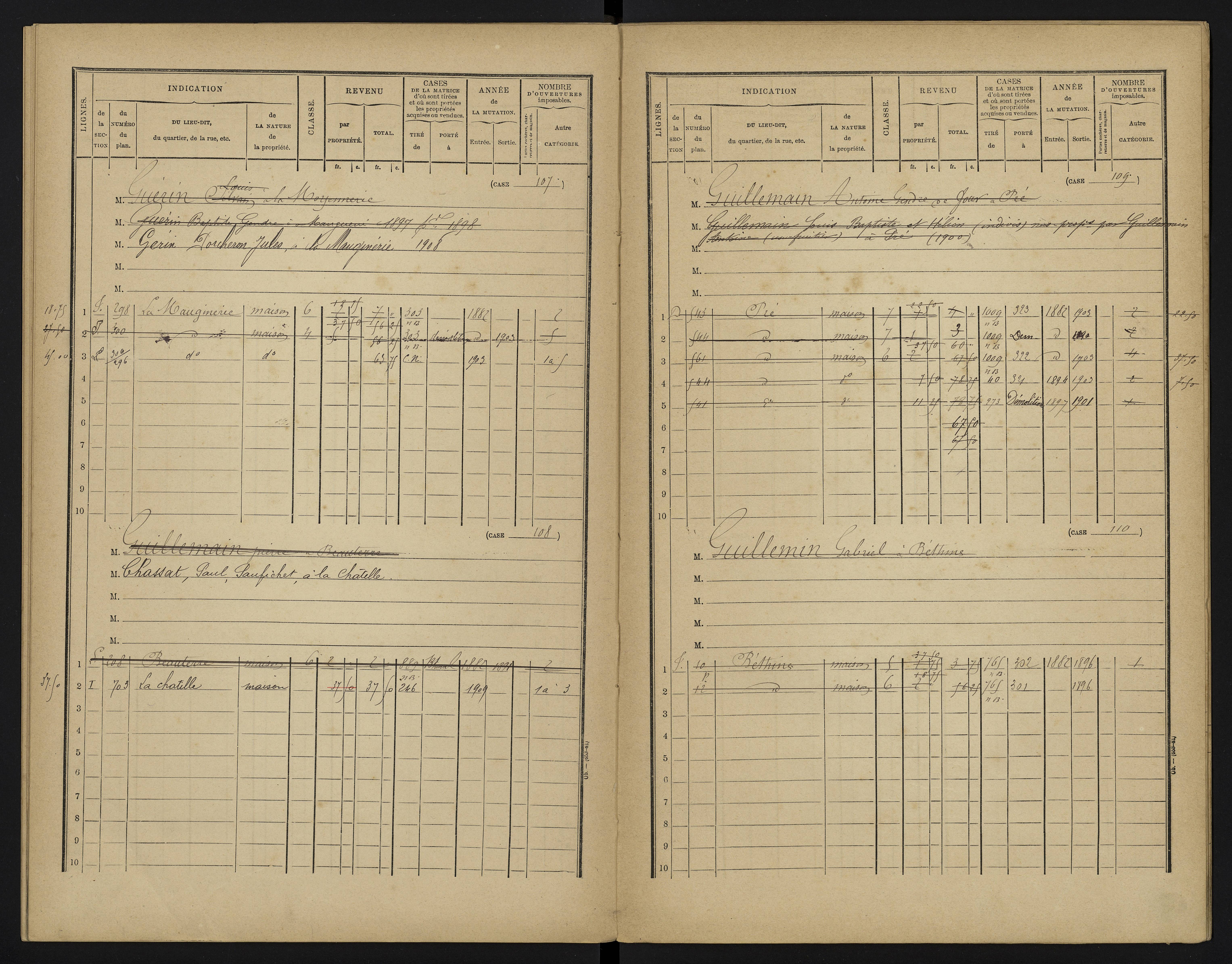 Béthines - FRAD086_cadastre Cases 1-328 