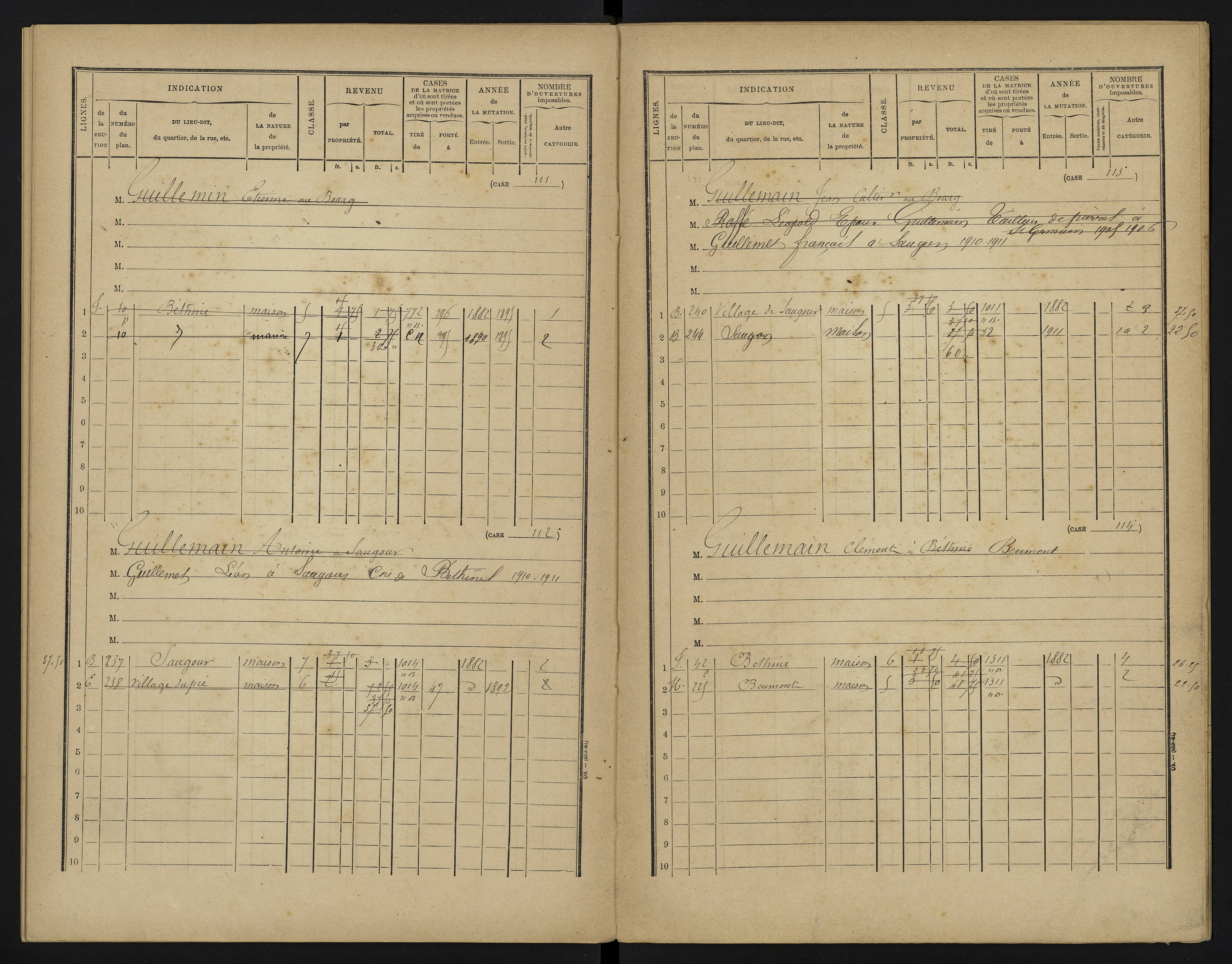 Béthines - FRAD086_cadastre Cases 1-328 