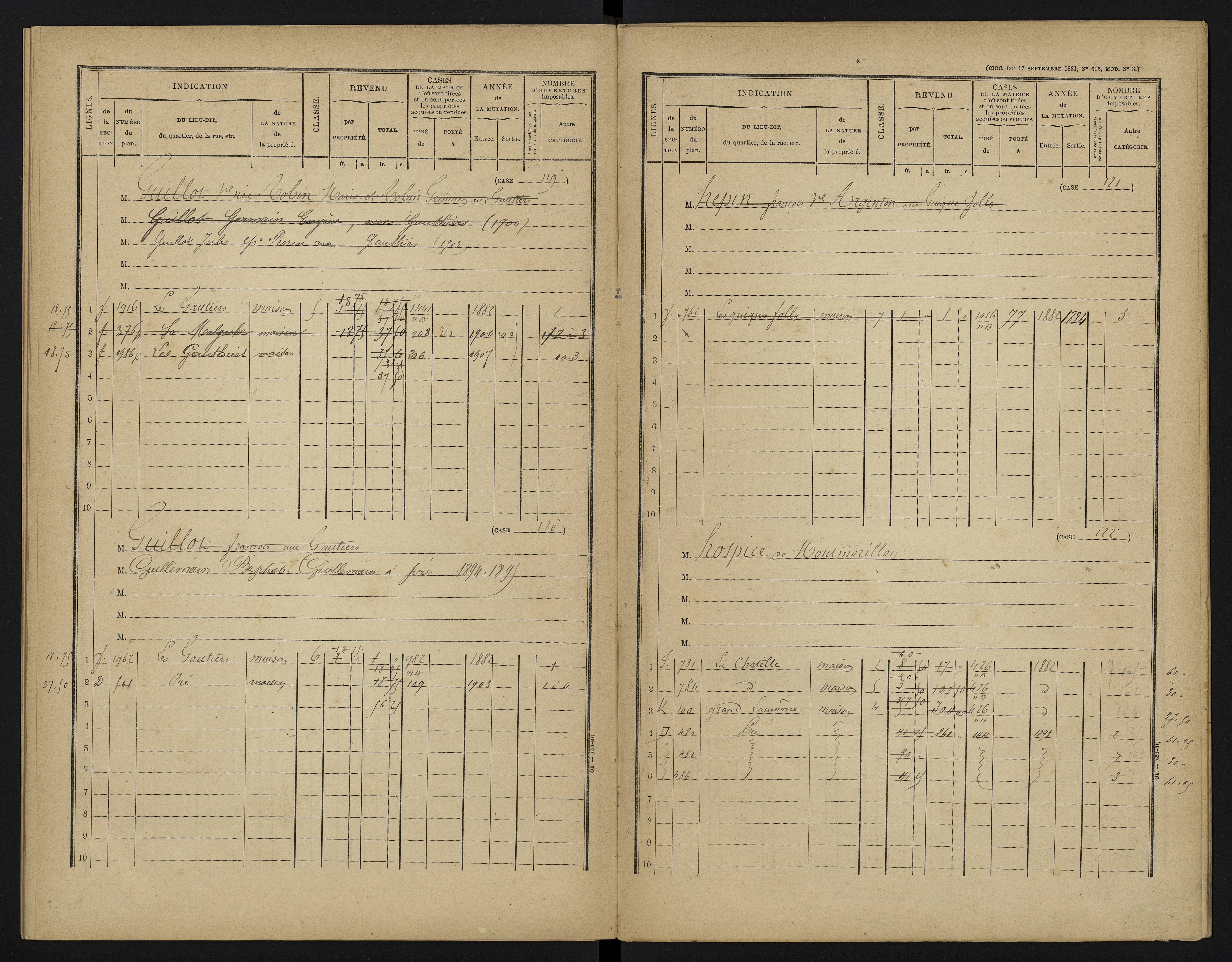Béthines - FRAD086_cadastre Cases 1-328 
