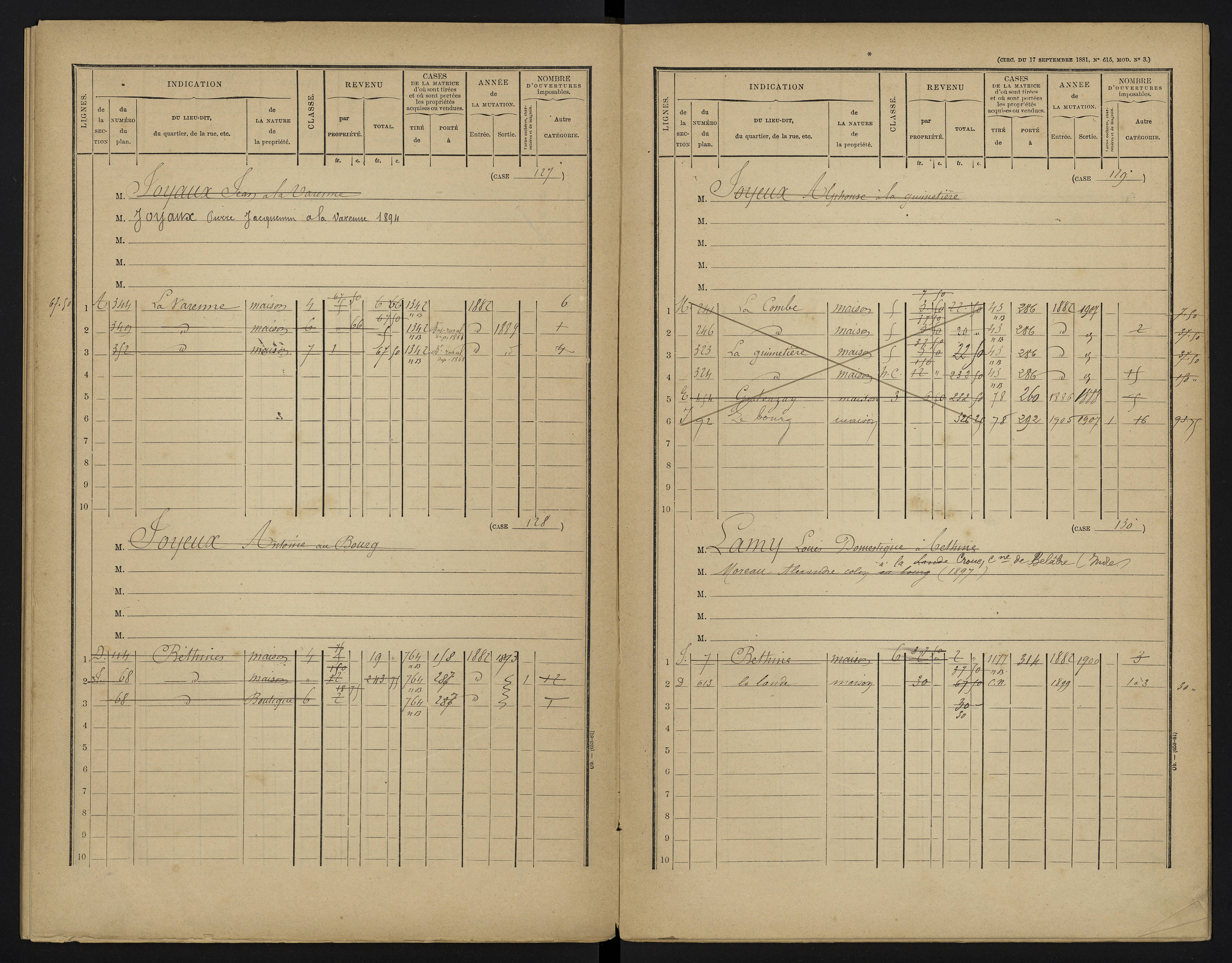 Béthines - FRAD086_cadastre Cases 1-328 