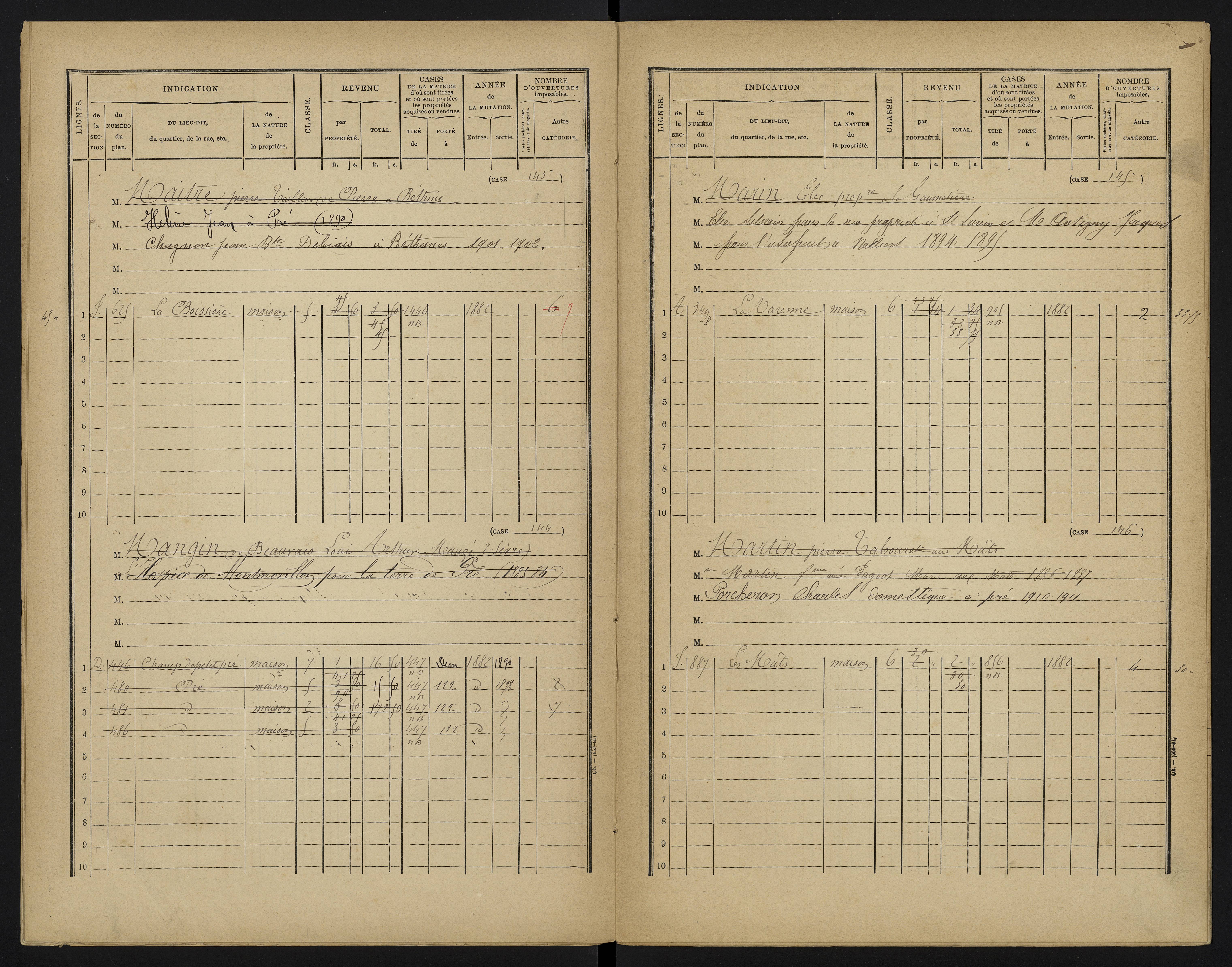 Béthines - FRAD086_cadastre Cases 1-328 