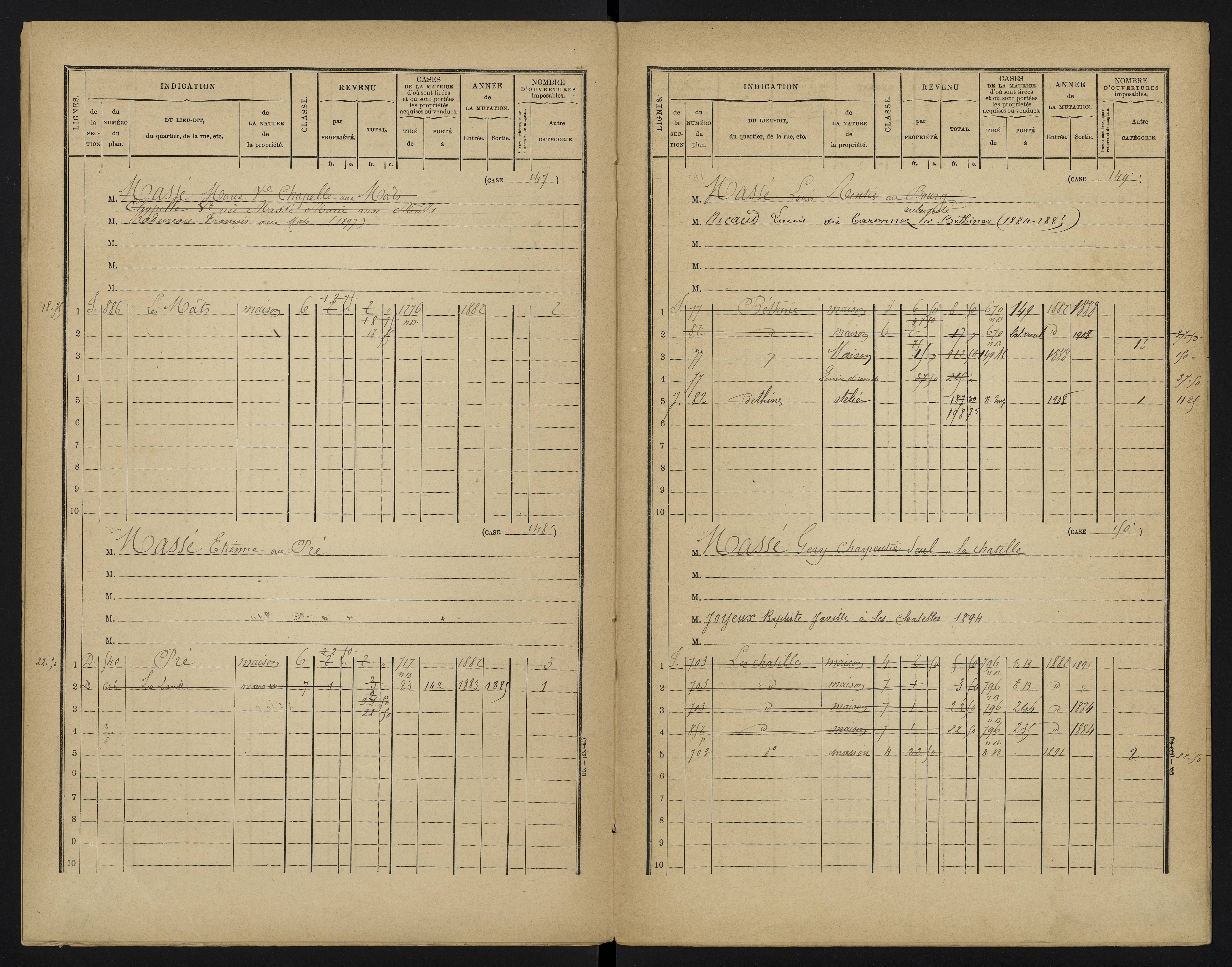 Béthines - FRAD086_cadastre Cases 1-328 