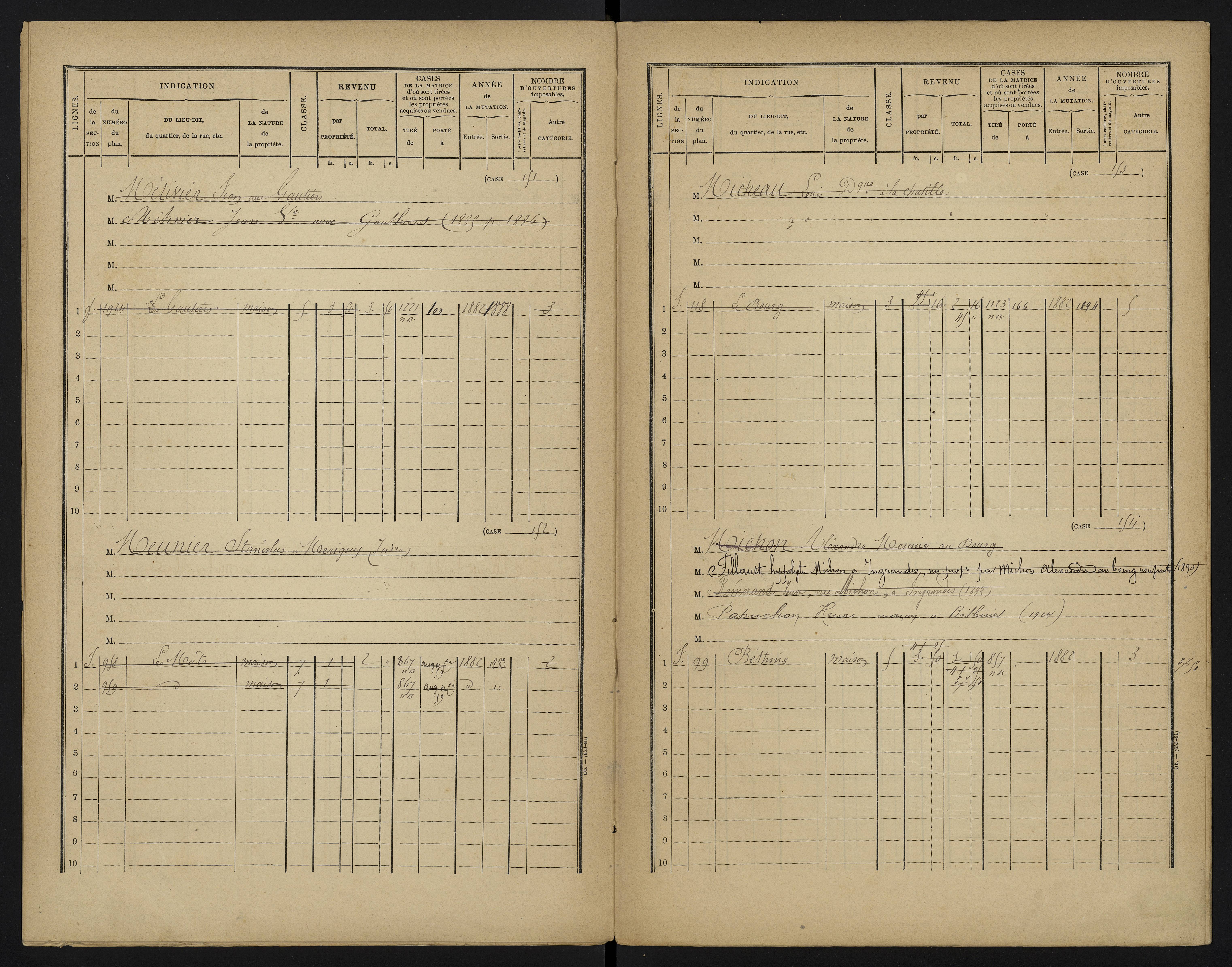 Béthines - FRAD086_cadastre Cases 1-328 