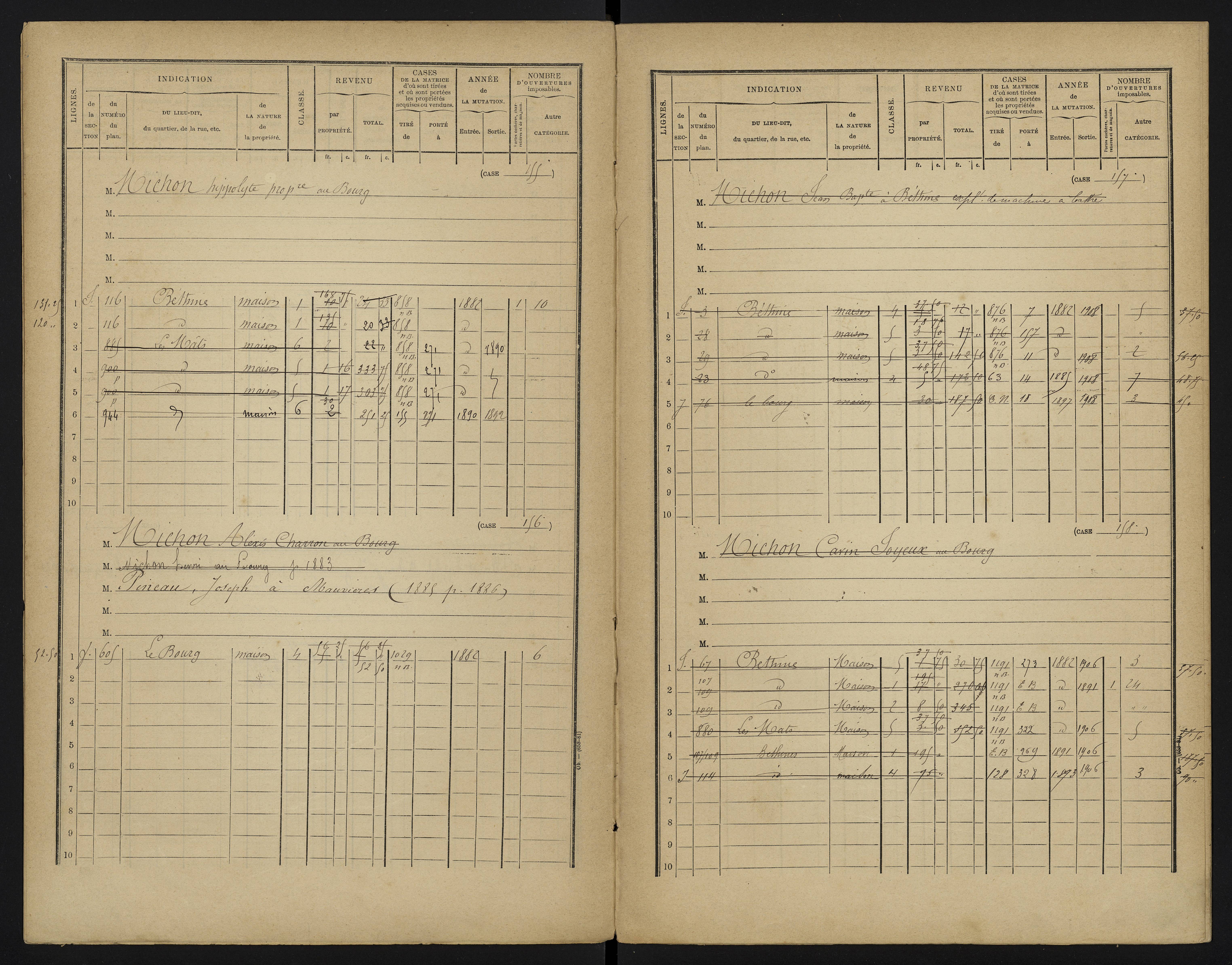 Béthines - FRAD086_cadastre Cases 1-328 