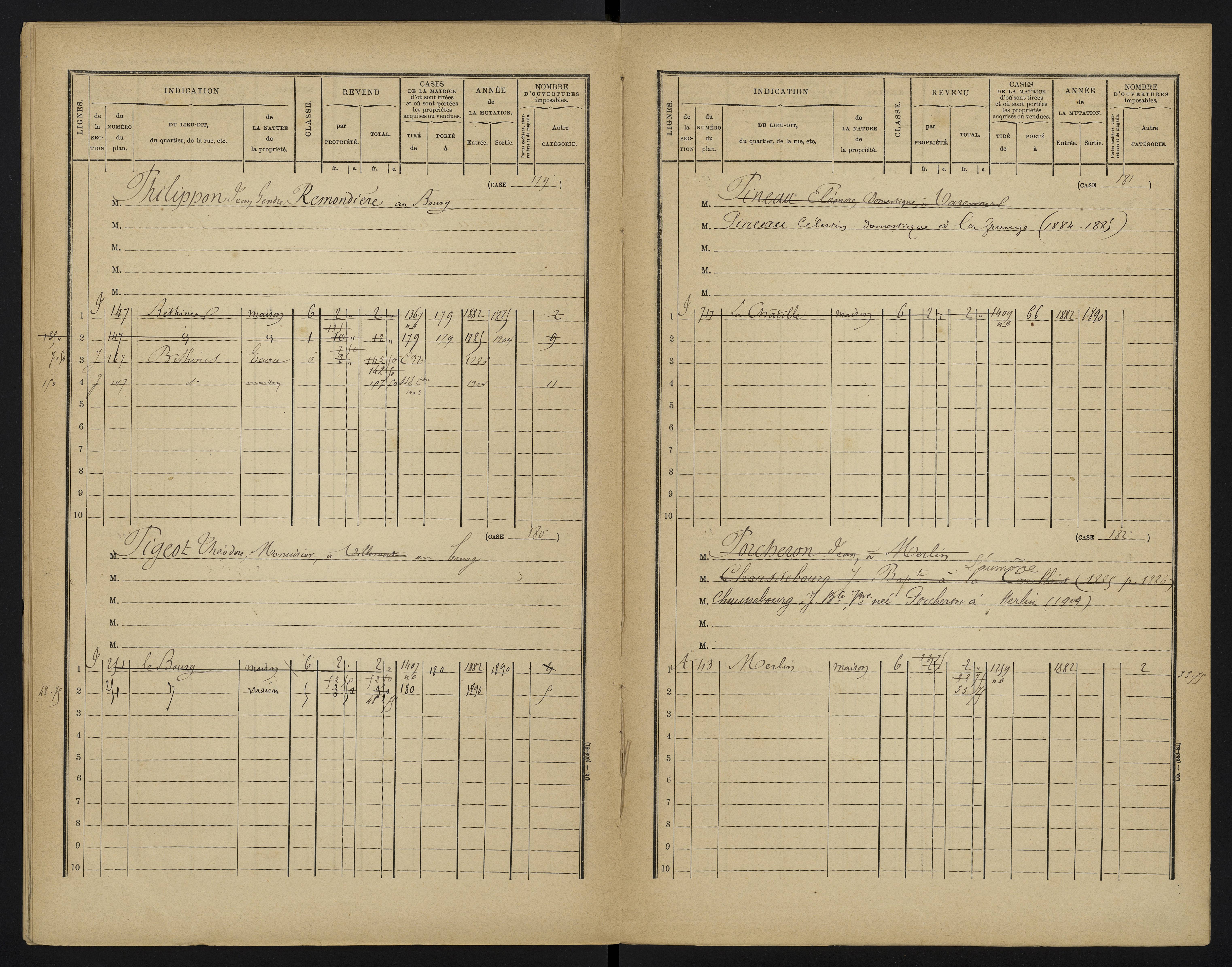 Béthines - FRAD086_cadastre Cases 1-328 