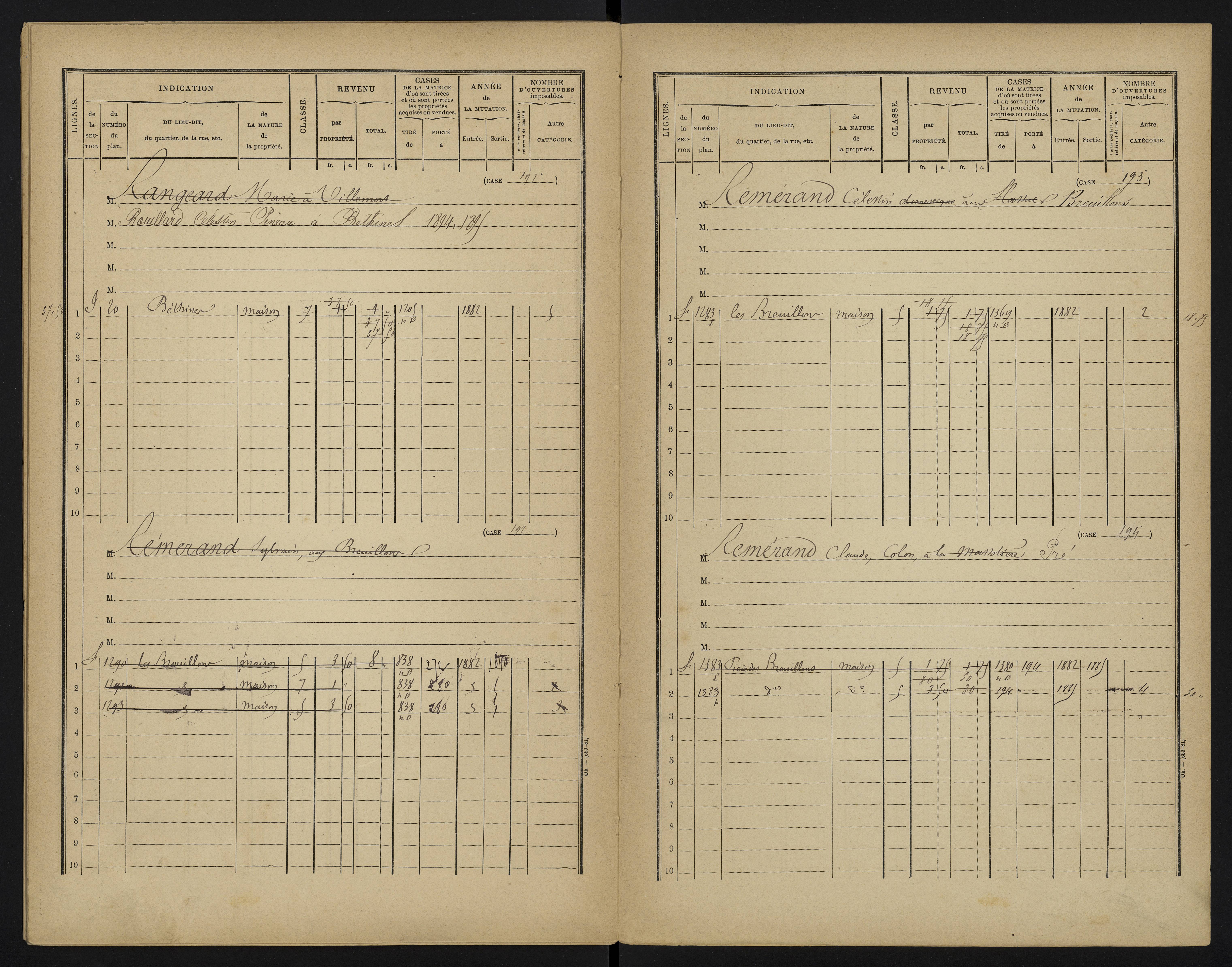 Béthines - FRAD086_cadastre Cases 1-328 