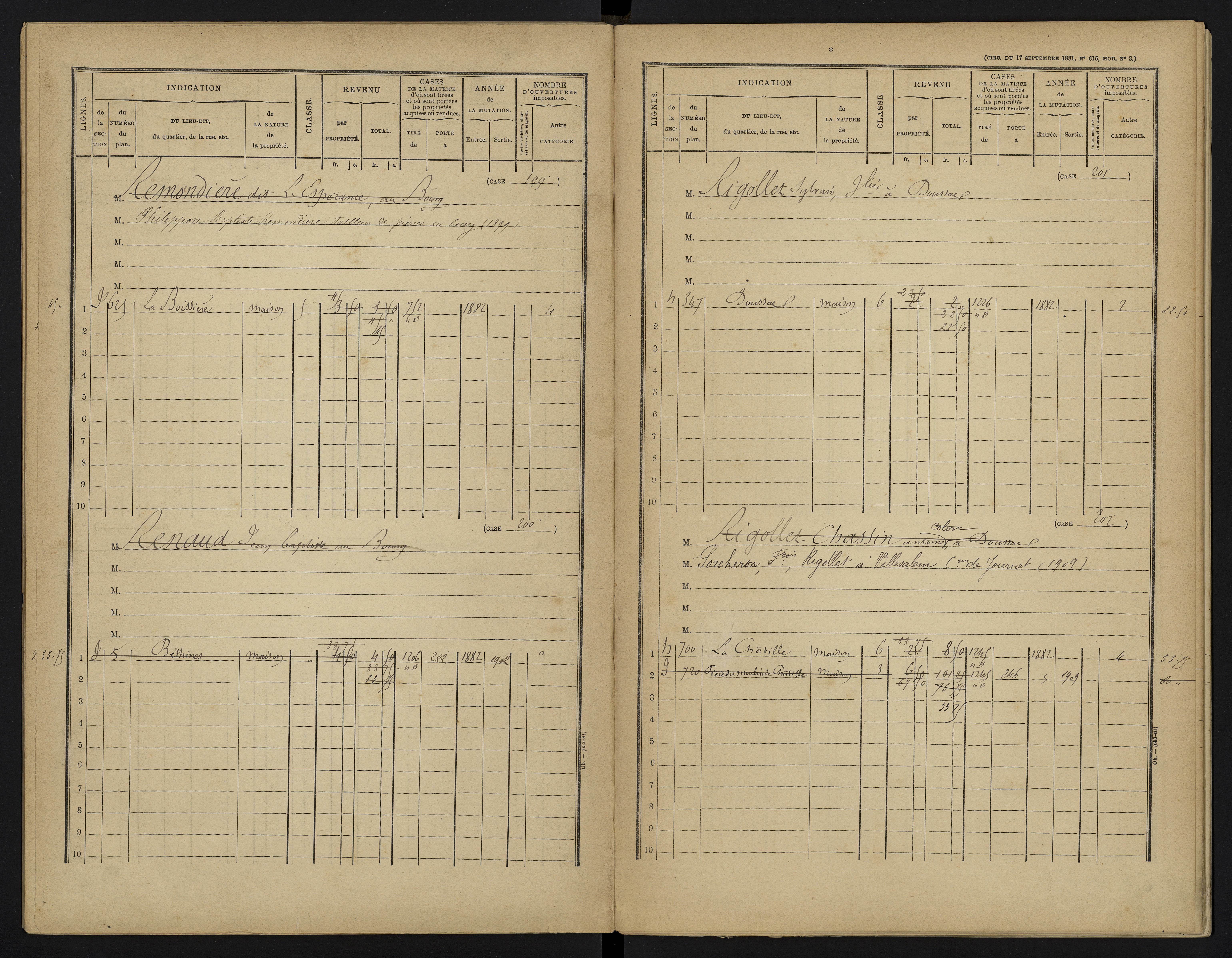 Béthines - FRAD086_cadastre Cases 1-328 