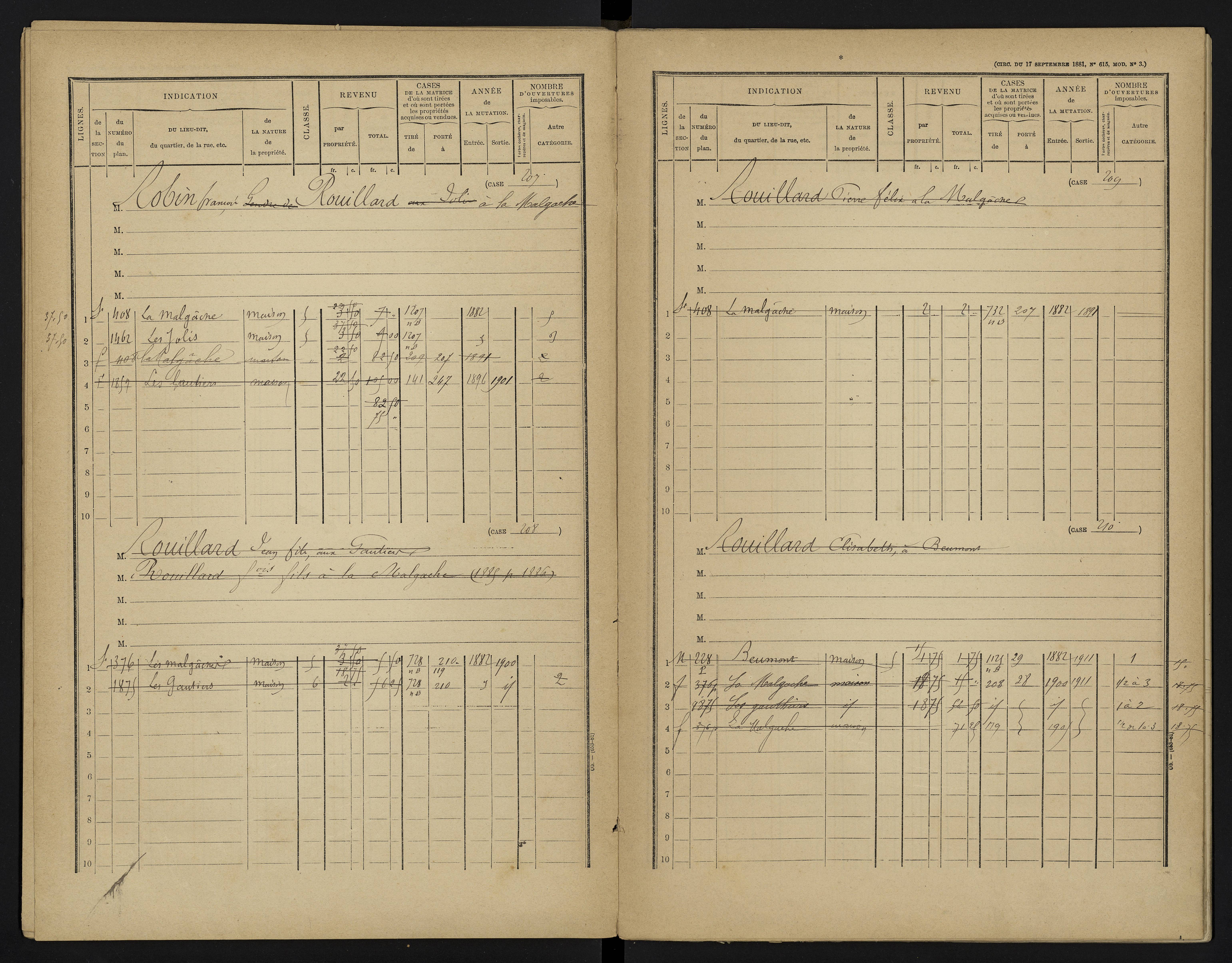 Béthines - FRAD086_cadastre Cases 1-328 