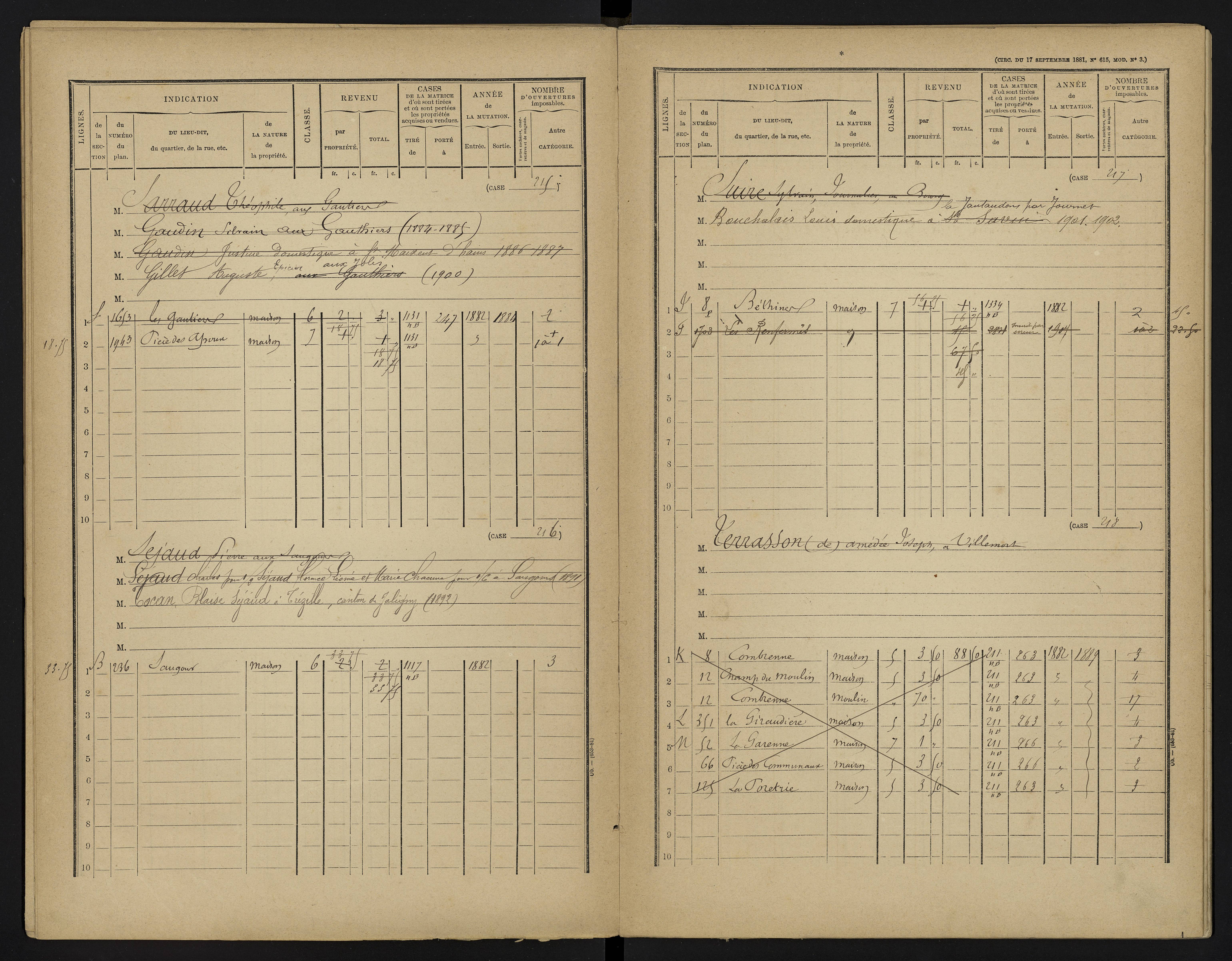 Béthines - FRAD086_cadastre Cases 1-328 