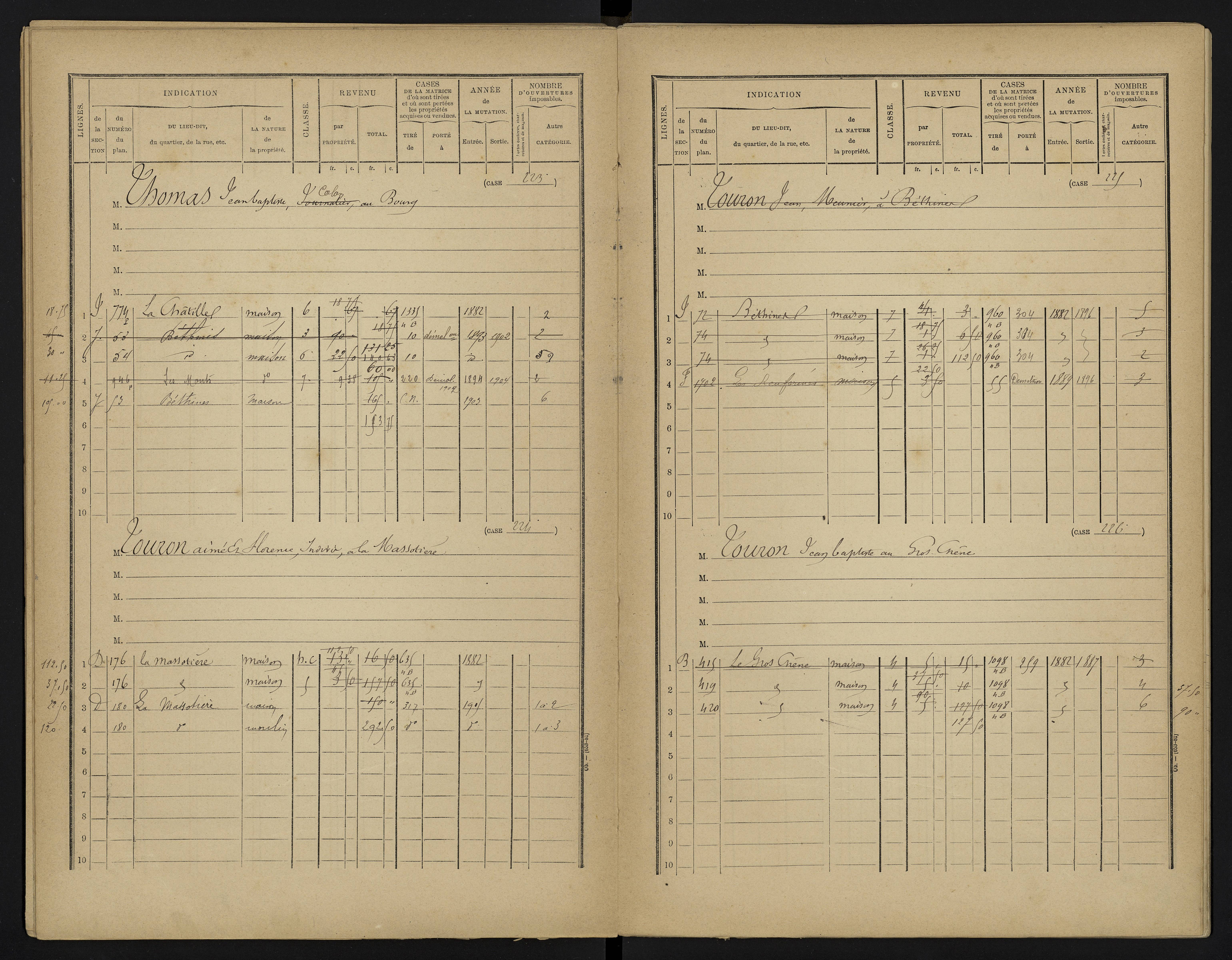 Béthines - FRAD086_cadastre Cases 1-328 