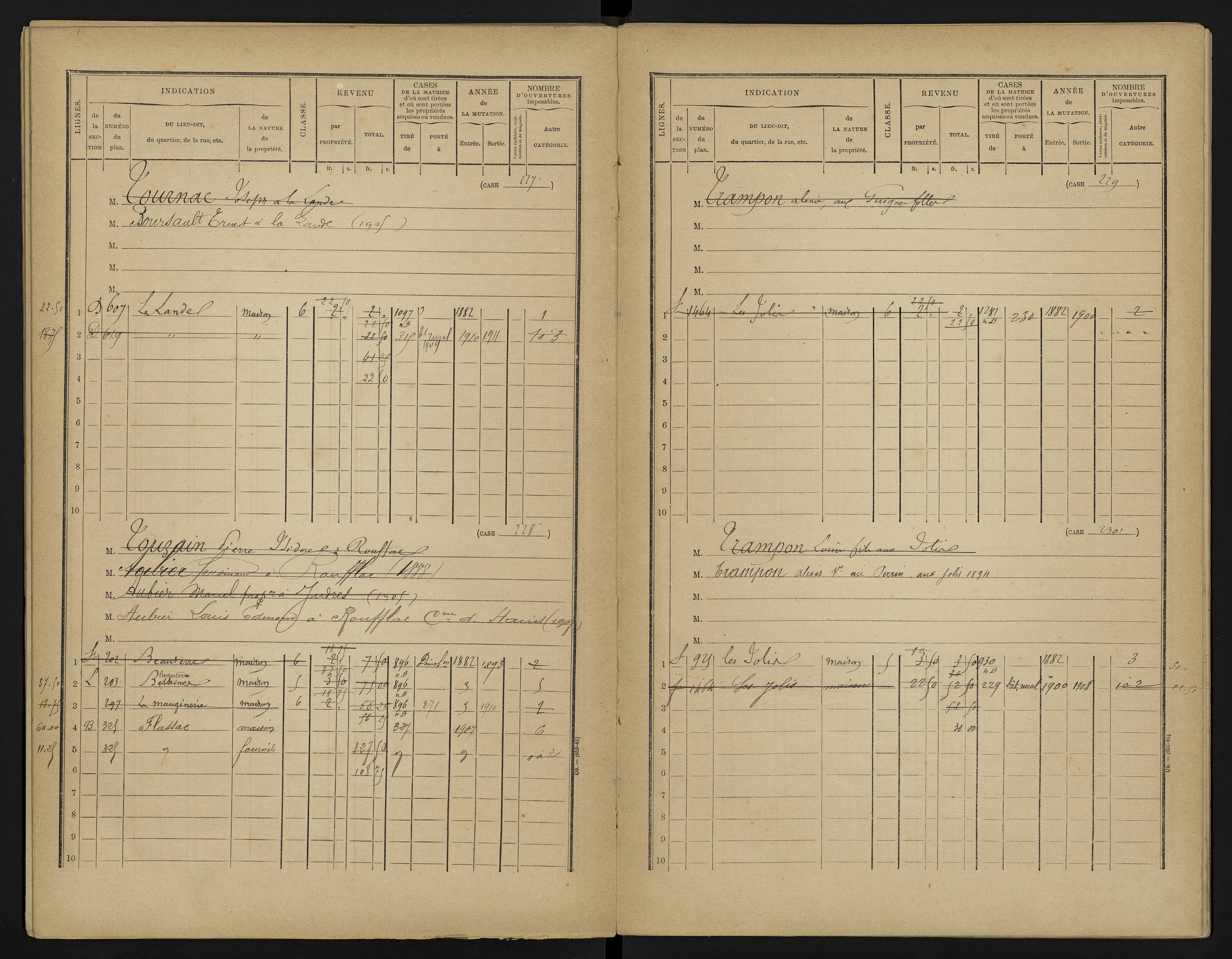 Béthines - FRAD086_cadastre Cases 1-328 