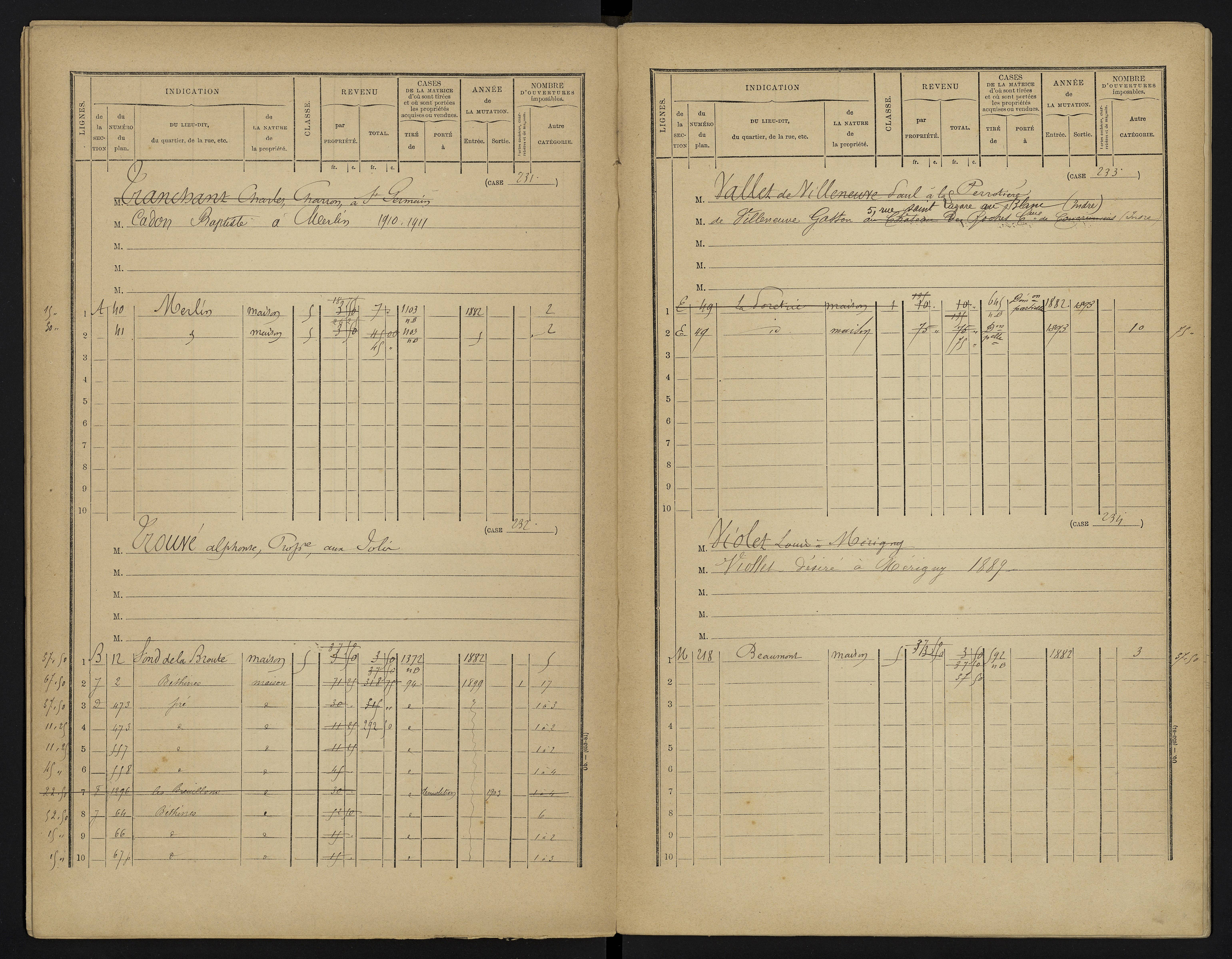 Béthines - FRAD086_cadastre Cases 1-328 