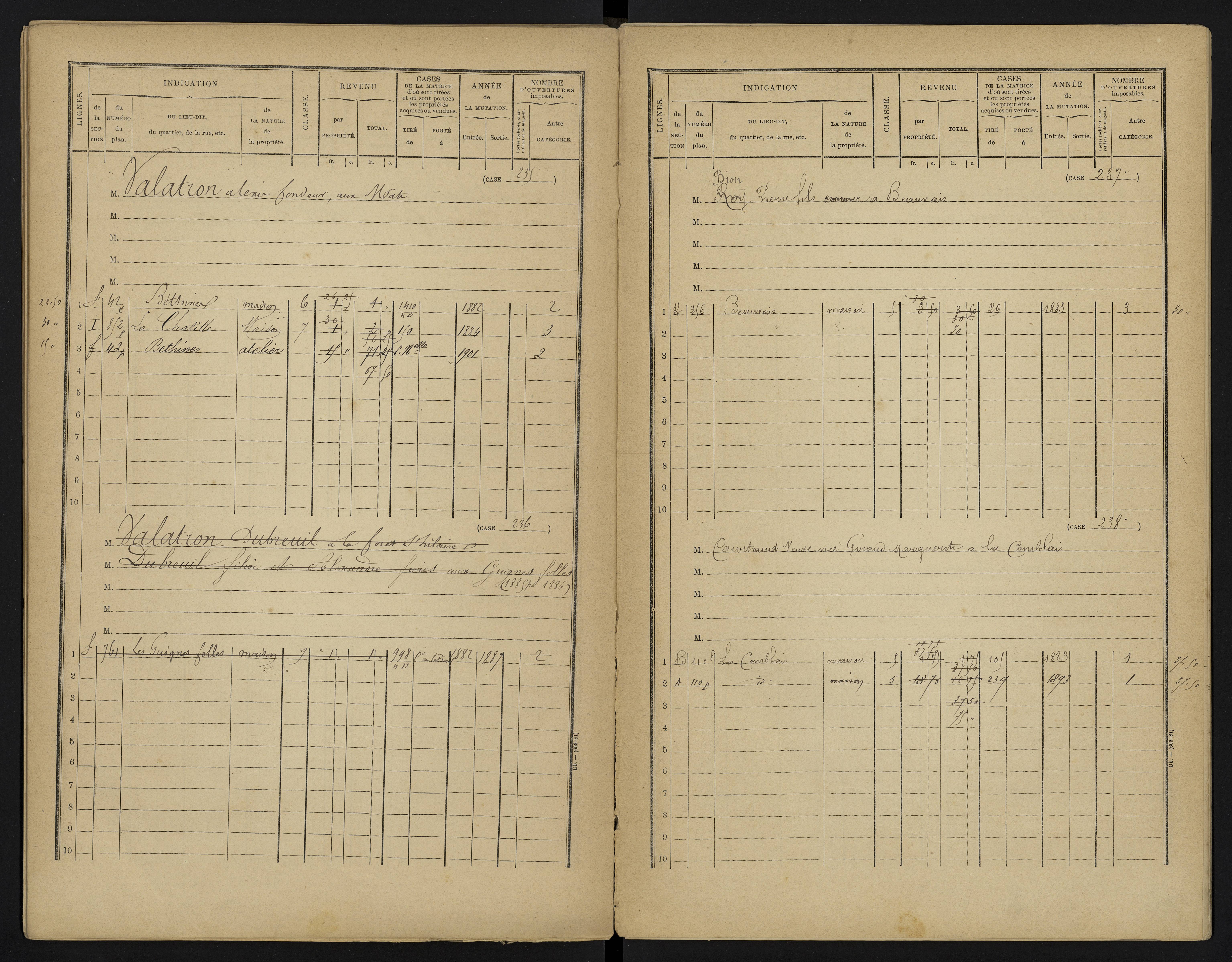 Béthines - FRAD086_cadastre Cases 1-328 