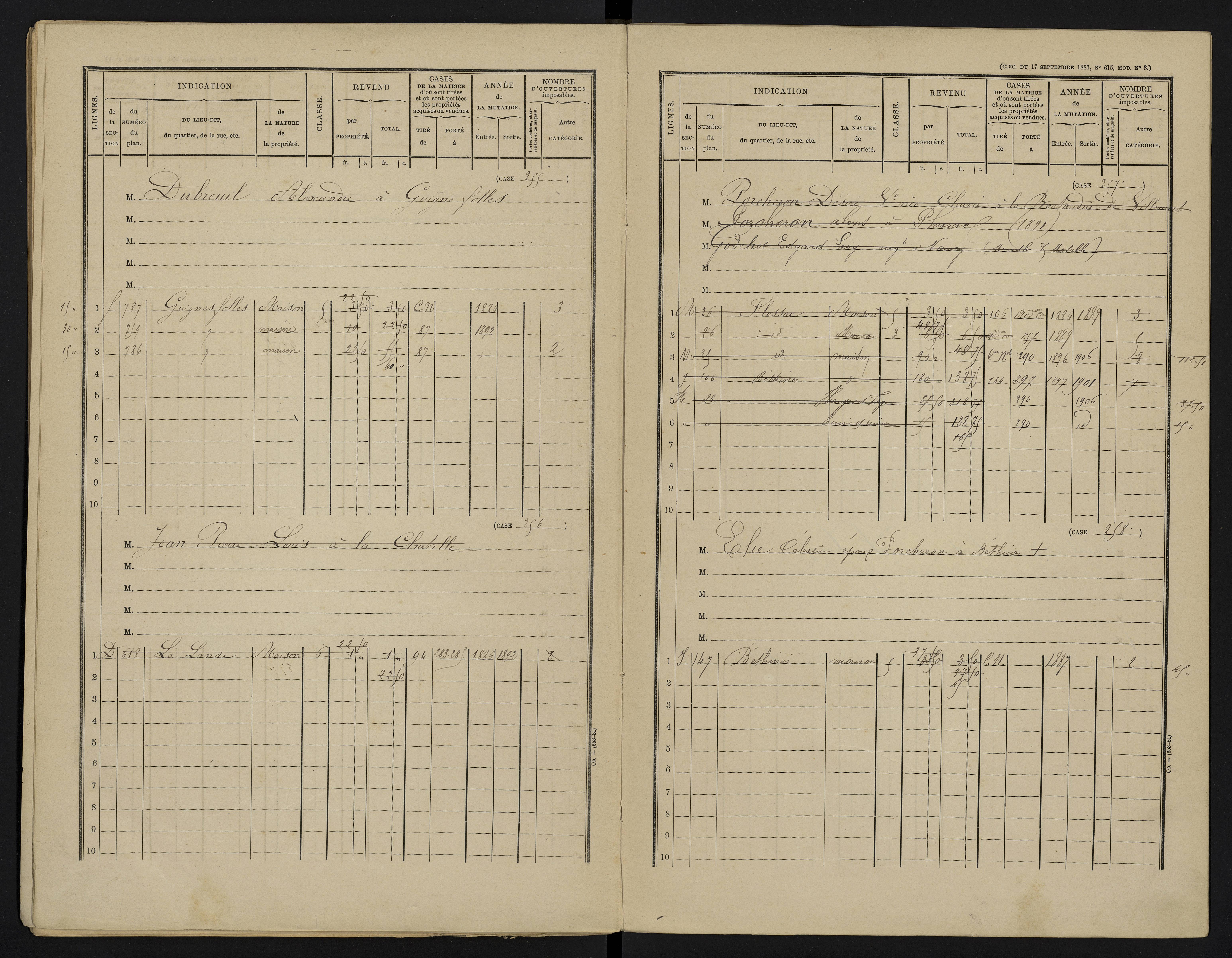 Béthines - FRAD086_cadastre Cases 1-328 