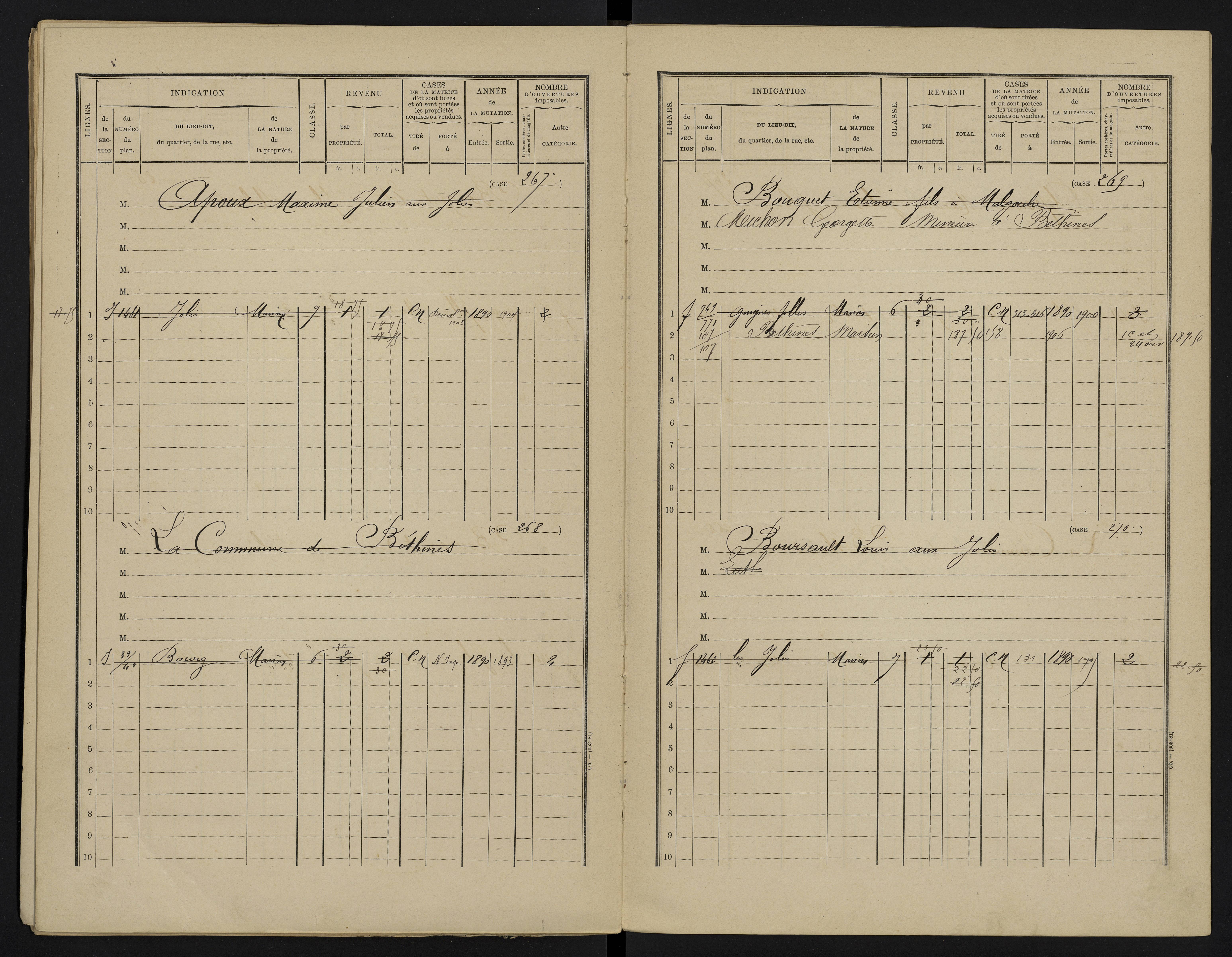 Béthines - FRAD086_cadastre Cases 1-328 
