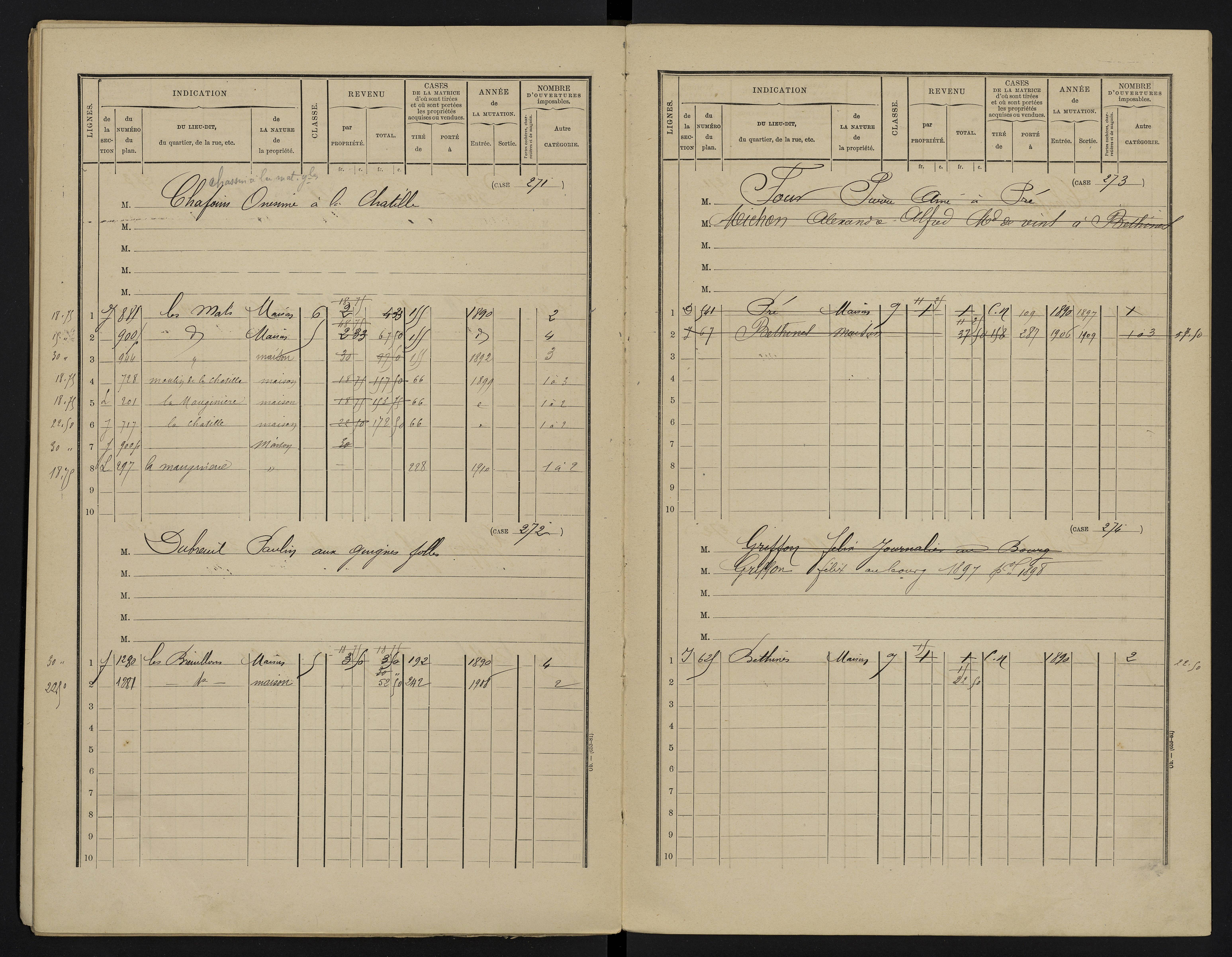 Béthines - FRAD086_cadastre Cases 1-328 