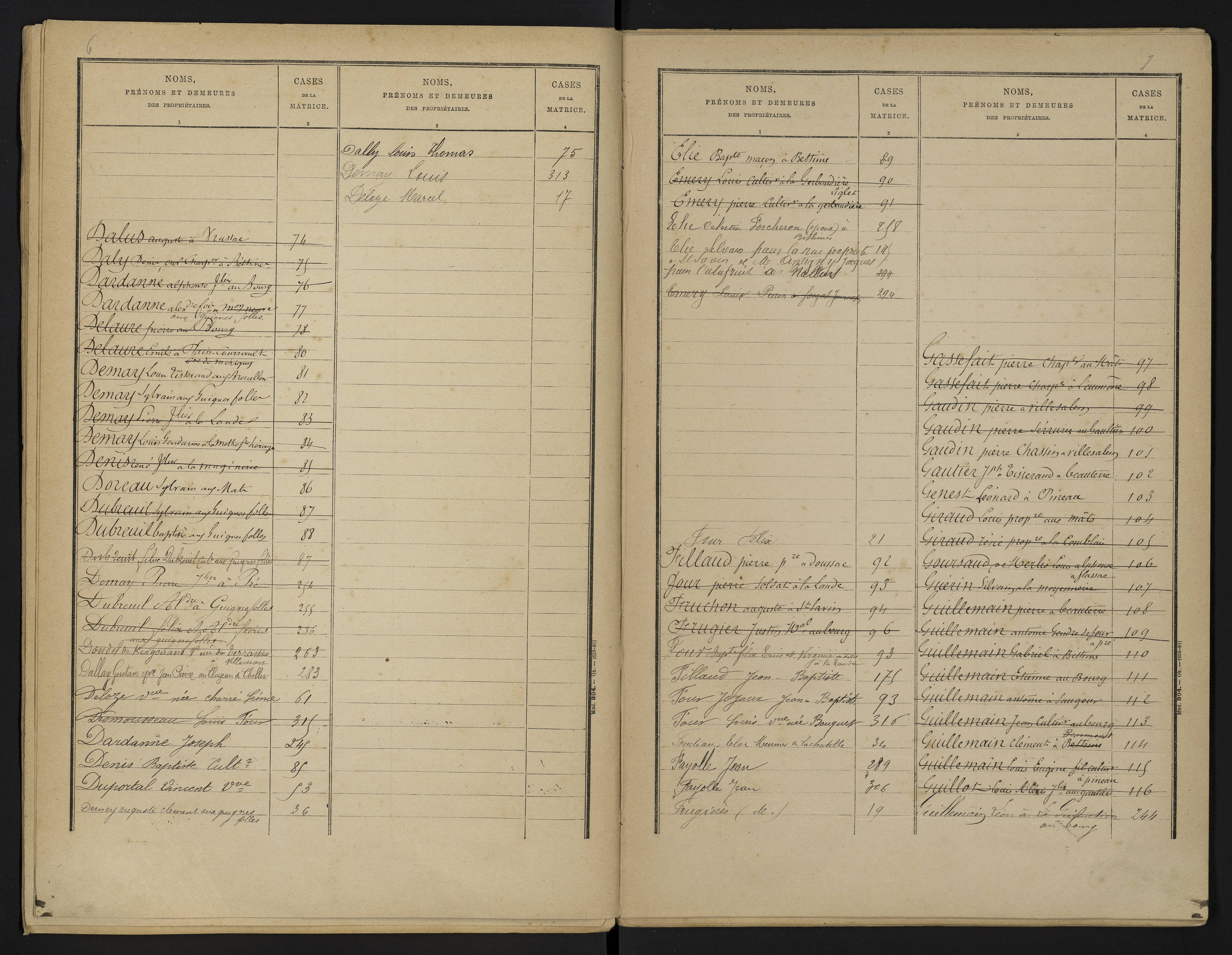 Béthines - FRAD086_cadastre Cases 1-328 