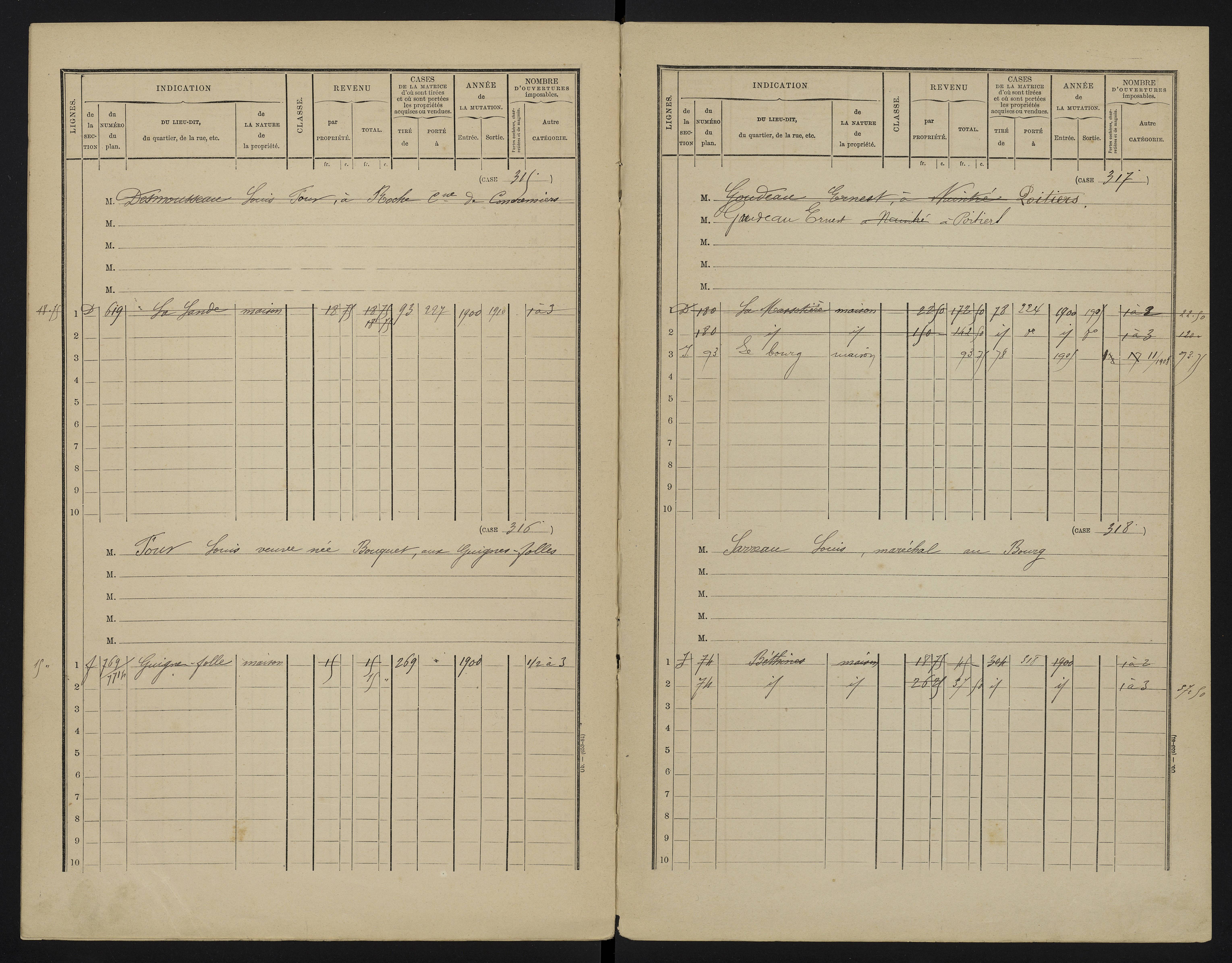 Béthines - FRAD086_cadastre Cases 1-328 