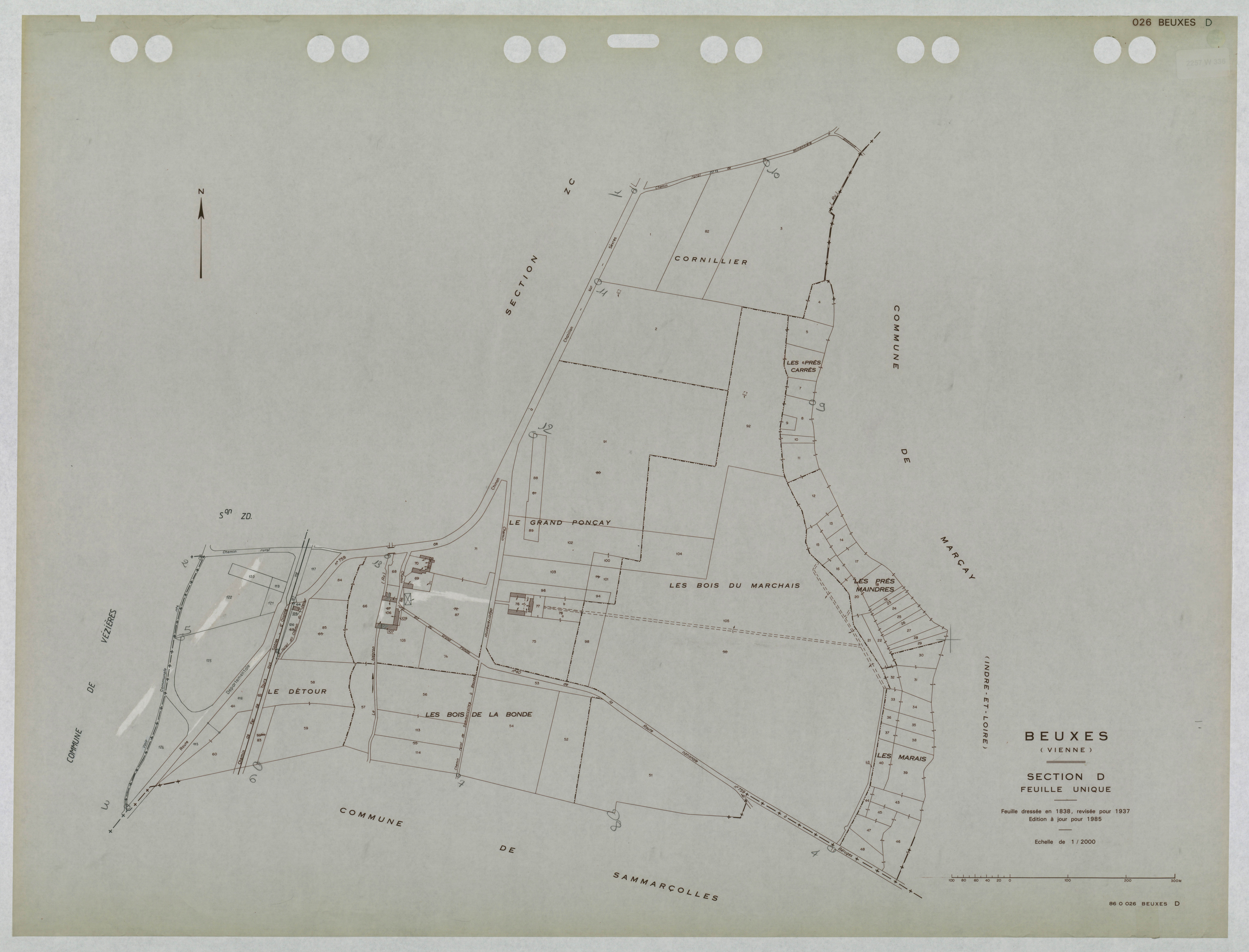 Beuxes - FRAD086_cadastre Plans mis à jour 