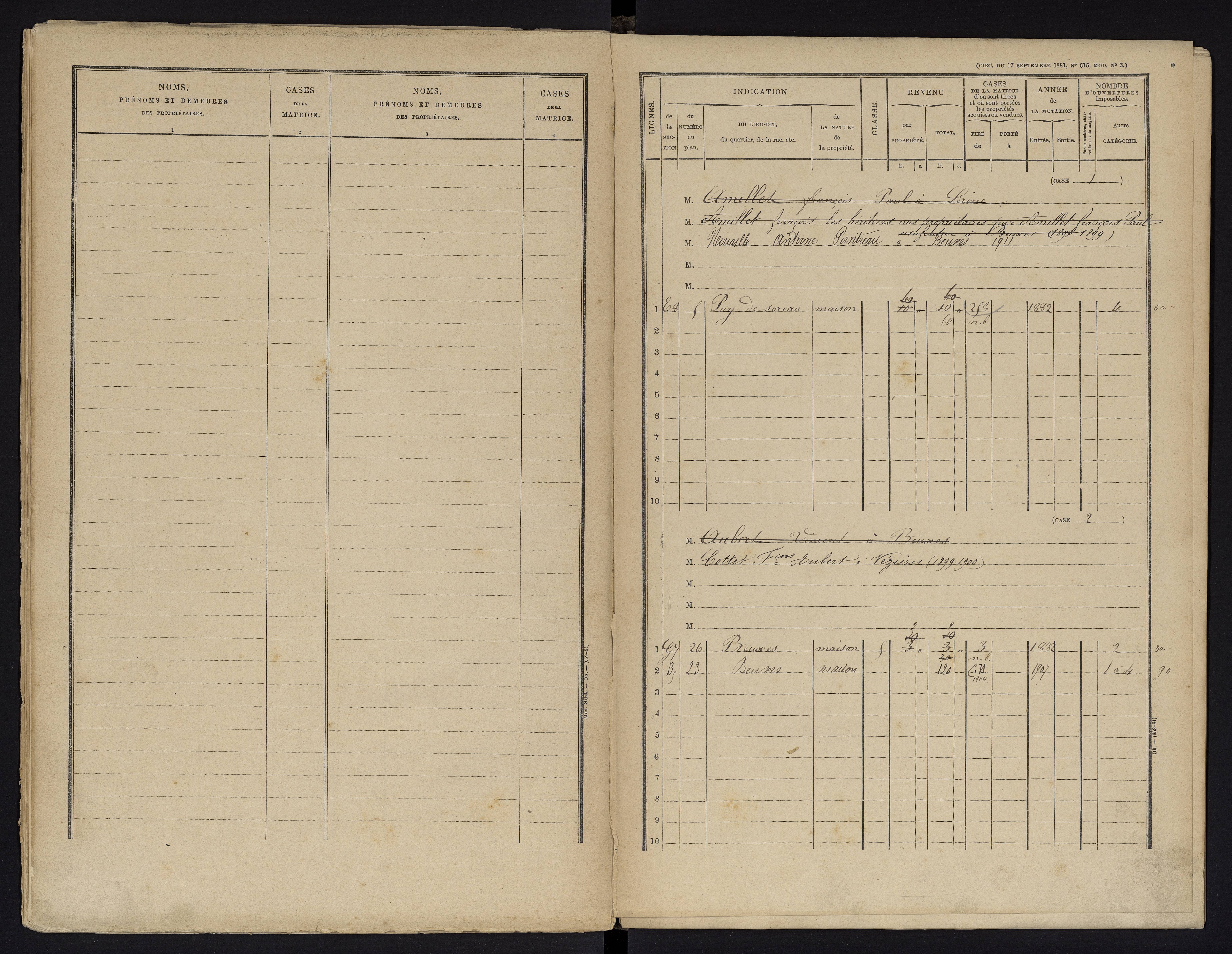 Beuxes - FRAD086_cadastre Cases 1-126 